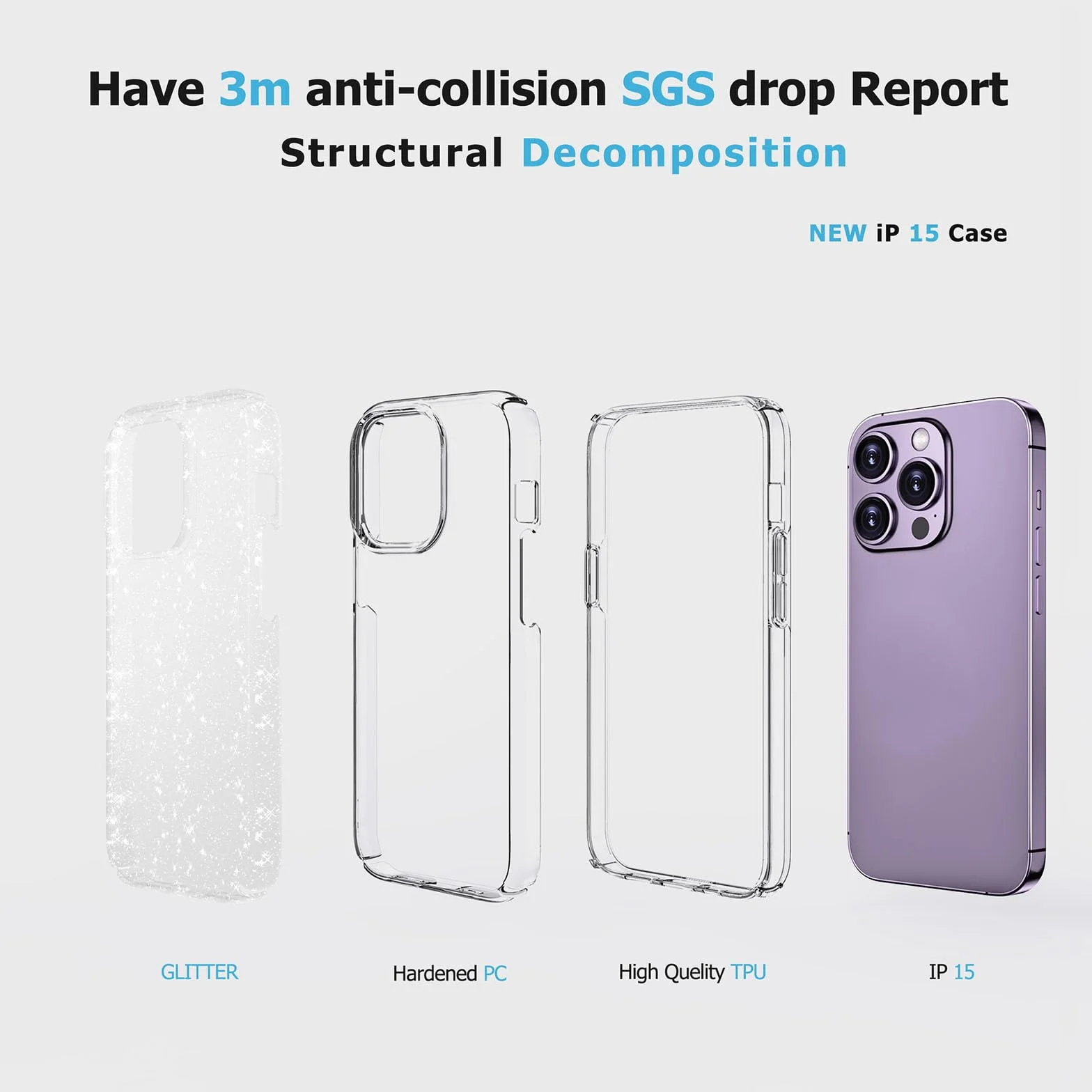 LXURY Silikonowe etui Sparkle do iPhone'a 15 Pro Max/15 Pro/15 Plus/15, etui ochronne na aparat ekranowy, antypoślizgowy pokrowiec na odciski palców, B, 15 Pro Max 16,7"