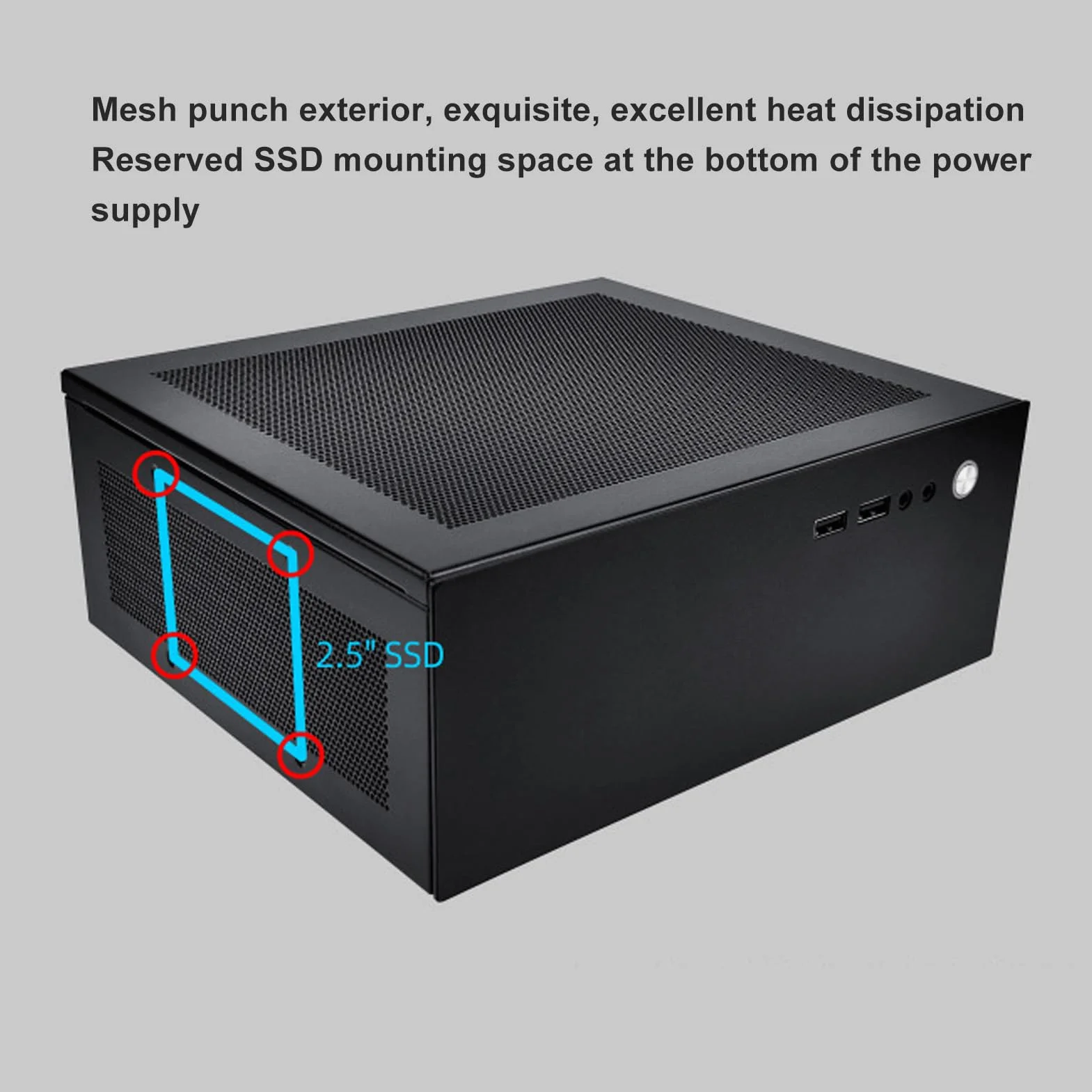 Alomejor Obudowa Komputera do Gier z płytą główną ITX, Obudowa Komputera USB 3.0 z Doskonałym Odprowadzaniem Ciepła w Obudowie Typu Tower, Stal Walcowana na Zimno, długość GPU 180 Mm, Obsługa