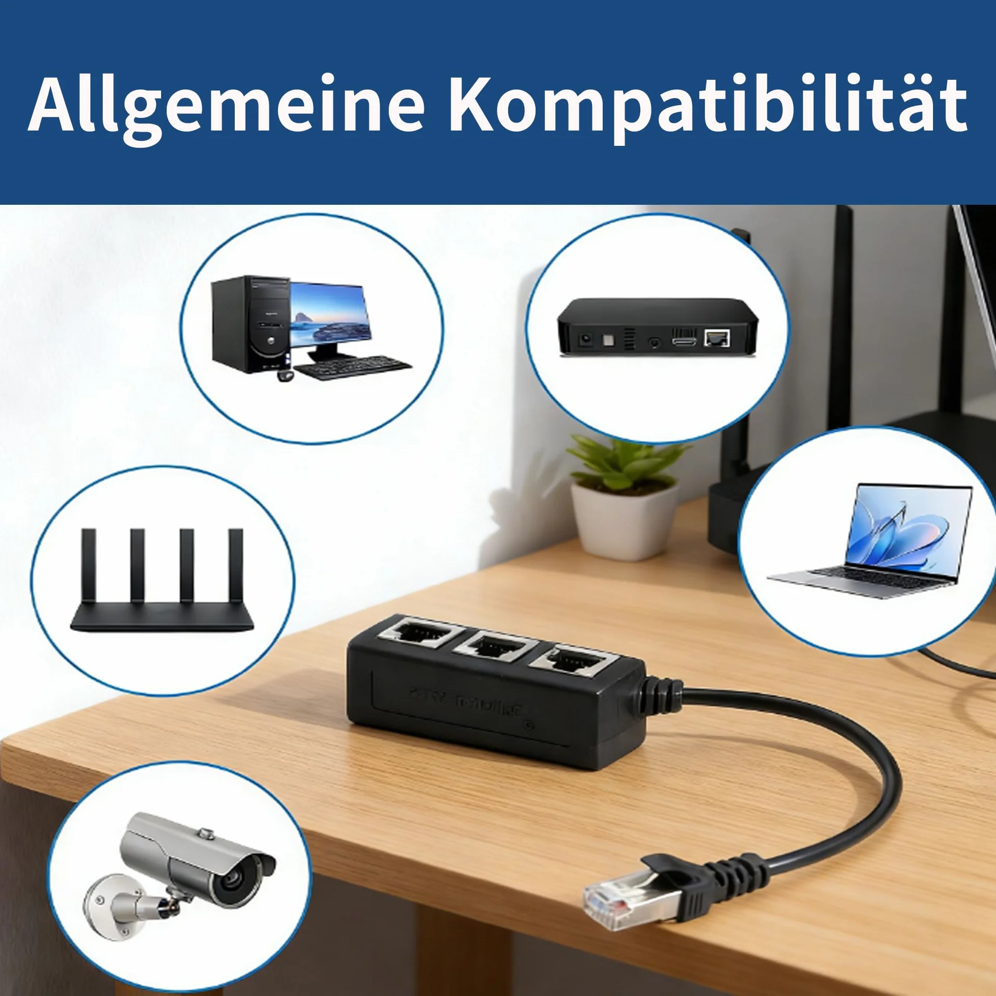 RJ45 Ethernet kabel rozdzielający, 1 wtyczka na 3 gniazda, rozdzielacz RJ45, 1 wtyczka na 3 gniazda, przedłużacz sieci, porty LAN, Ethernet, adapter do Cat5, Cat5e, Cat6, Cat7, 3-portowy przedłużacz