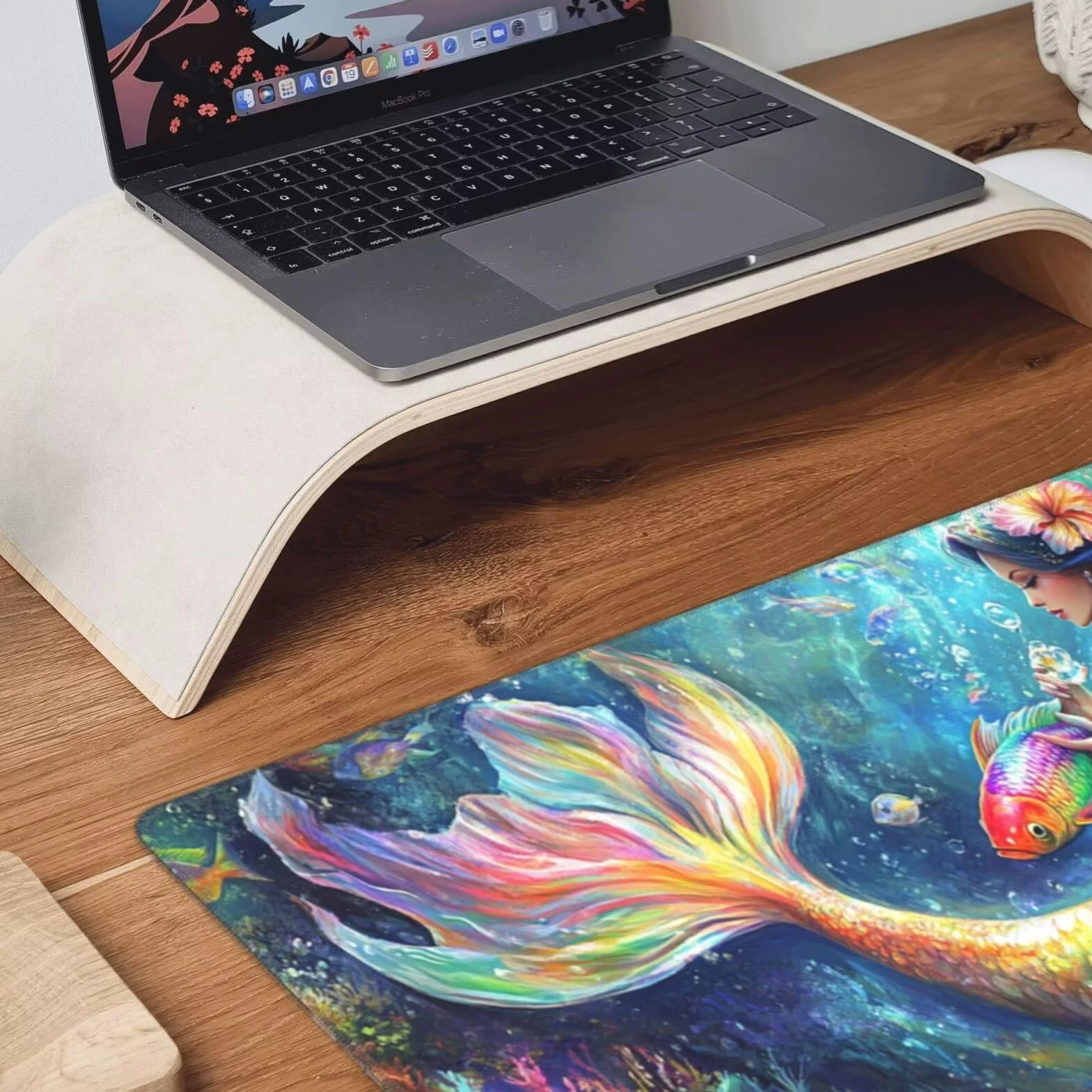 Kolorowa podkładka pod mysz Podkładka pod mysz do gier duża XXL syrenka 1400 x 600 x 3 mm antypoślizgowa tkanina, podkładka na biurko bardzo duża tkanina, dla graczy, akcesoria do gier Y1246