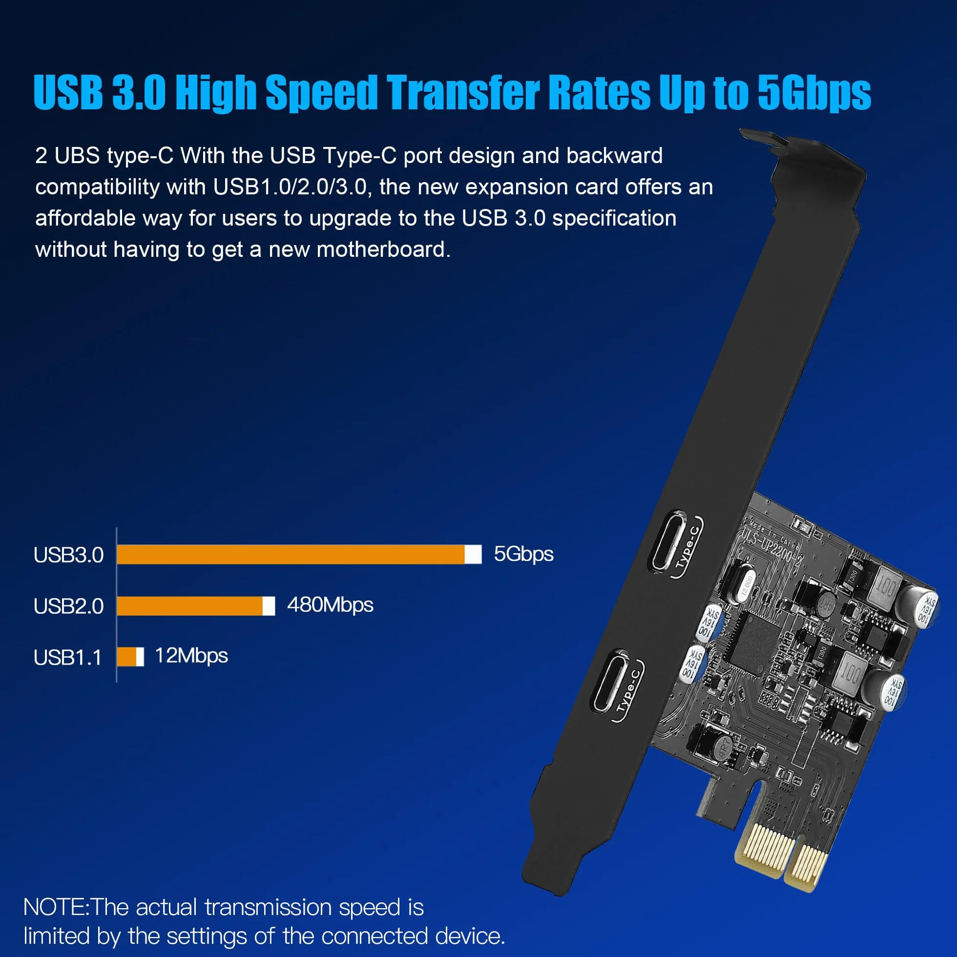 Karta PCIe USB C 2 porty z Power Delivery, karta USB 3.0 5Gbps szybkie ładowanie 20W dla komputera stacjonarnego