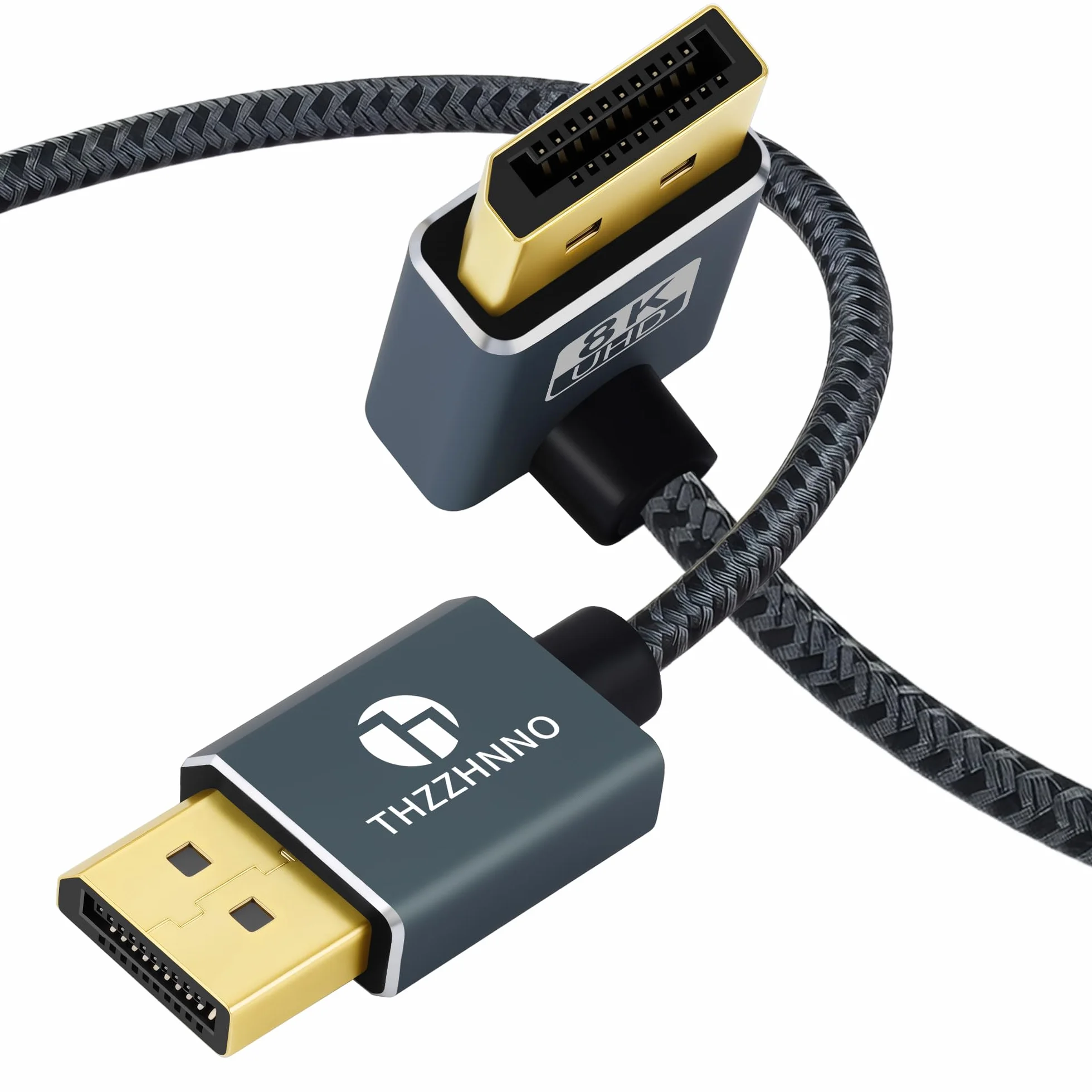 Kabel 90 Stopni DisplayPort 1M, Kątowy w Górę Displayport Wsparcie 1.4 Kable 4K / 60Hz dla karty graficznej monitora gier
