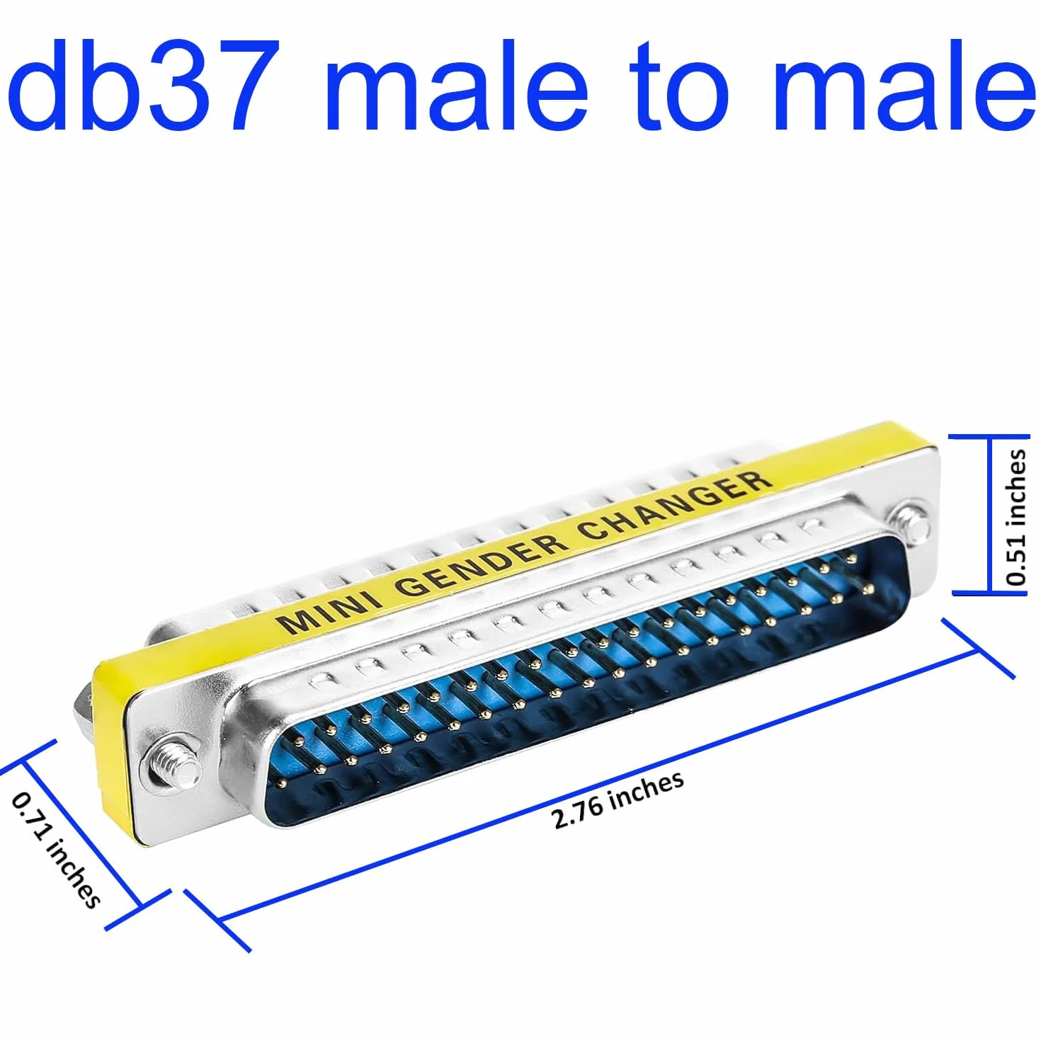 2 szt. DB37 męski na męski łącznik łącznik, 37-pinowy adapter szeregowy DB37 do zmiany płci, transferu danych i urządzeń
