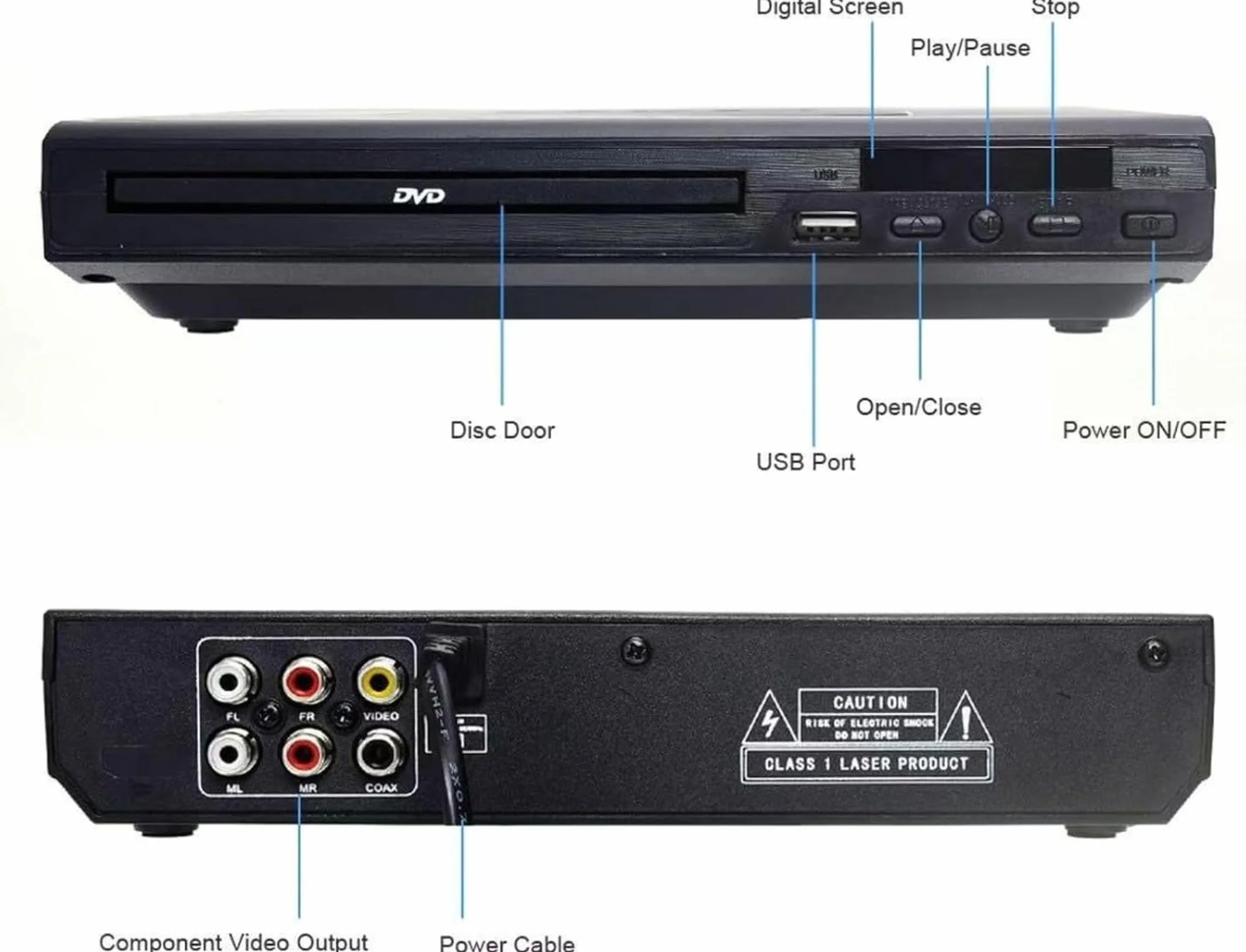 Region Free odtwarzacz DVD, 1080p HDMI USB, pilot i kable | Odtwarzacz DVD bez regionu 1080p, skalowanie HDMI, multimedia USB, kompaktowy przenośny, pilot i wszystkie kable, nie Blu-ray