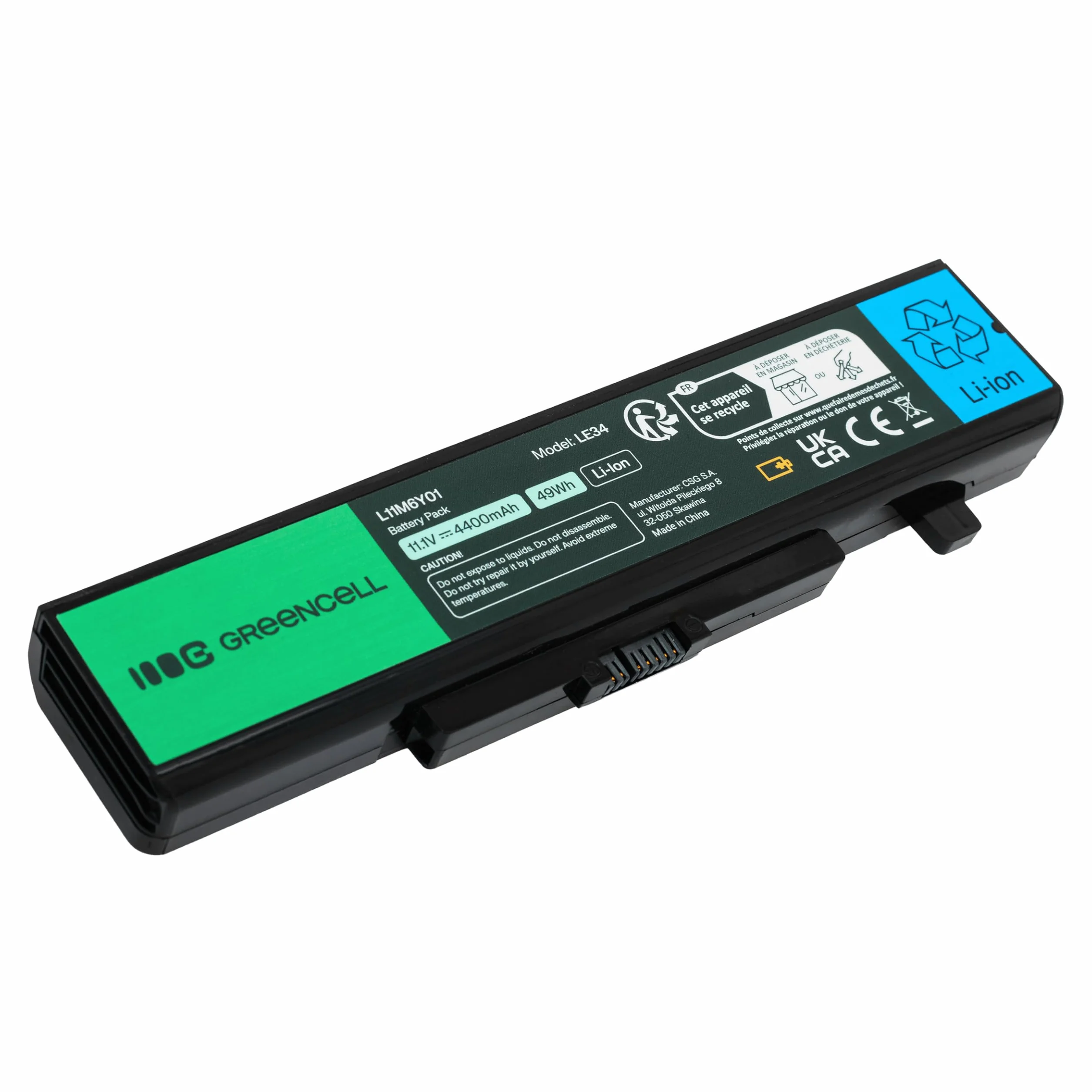 Green Cell Bateria do Laptopa Lenovo G500 G505 G510 G580 G585 G700 G710 G480, Lenovo IdeaPad Y480 Y580 Z480 Z580 Z585 P580 P585 (4400mAh 11.1V Czarna)