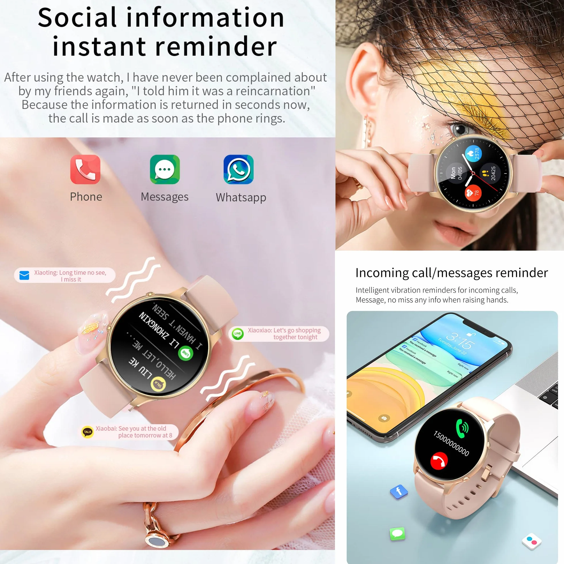 Damski smartwatch, męski smartwatch z pulsometrem, 24 tryby sportowe, SpO2, dziennik menstruacyjny, monitor snu i kalorii, 1,28 cala pełny dotykowy dla Androida i iOS (złoty)