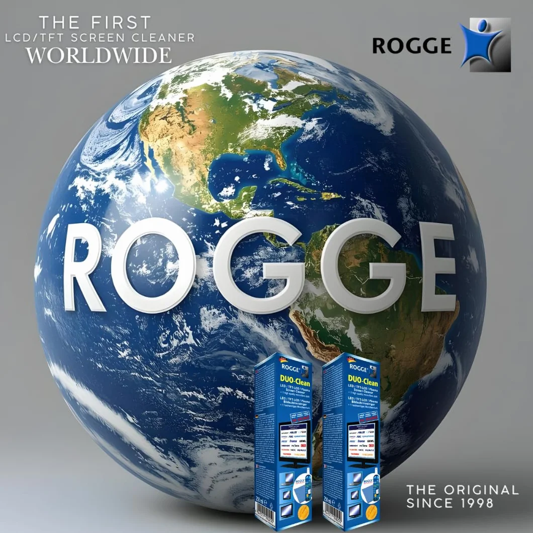 ROGGE Duo-Clean oryginalny podwójny zestaw, 2X 250ml LCD - TFT - LED - TV - Ekran dotykowy + Plasma Screen Cleaner + 2X ROGGE Prof. ?ciereczki z mikrofibry 38x40cm. The Original Since 1998. Made in Germany