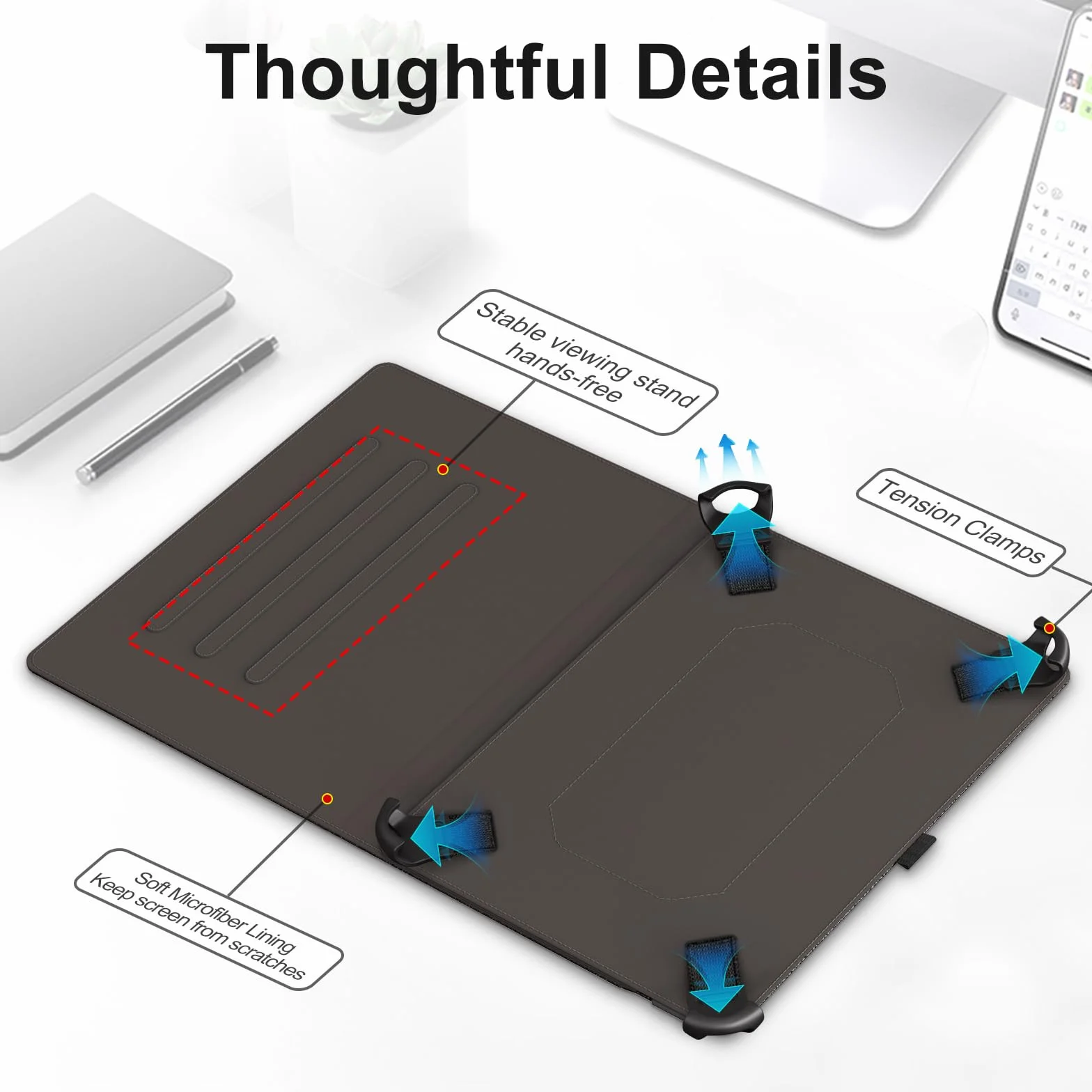 Uniwersalne etui na tablet 27.9 cm, pokrowiec ochronny ze skóry PU z kieszenią na iPada, Lenovo
