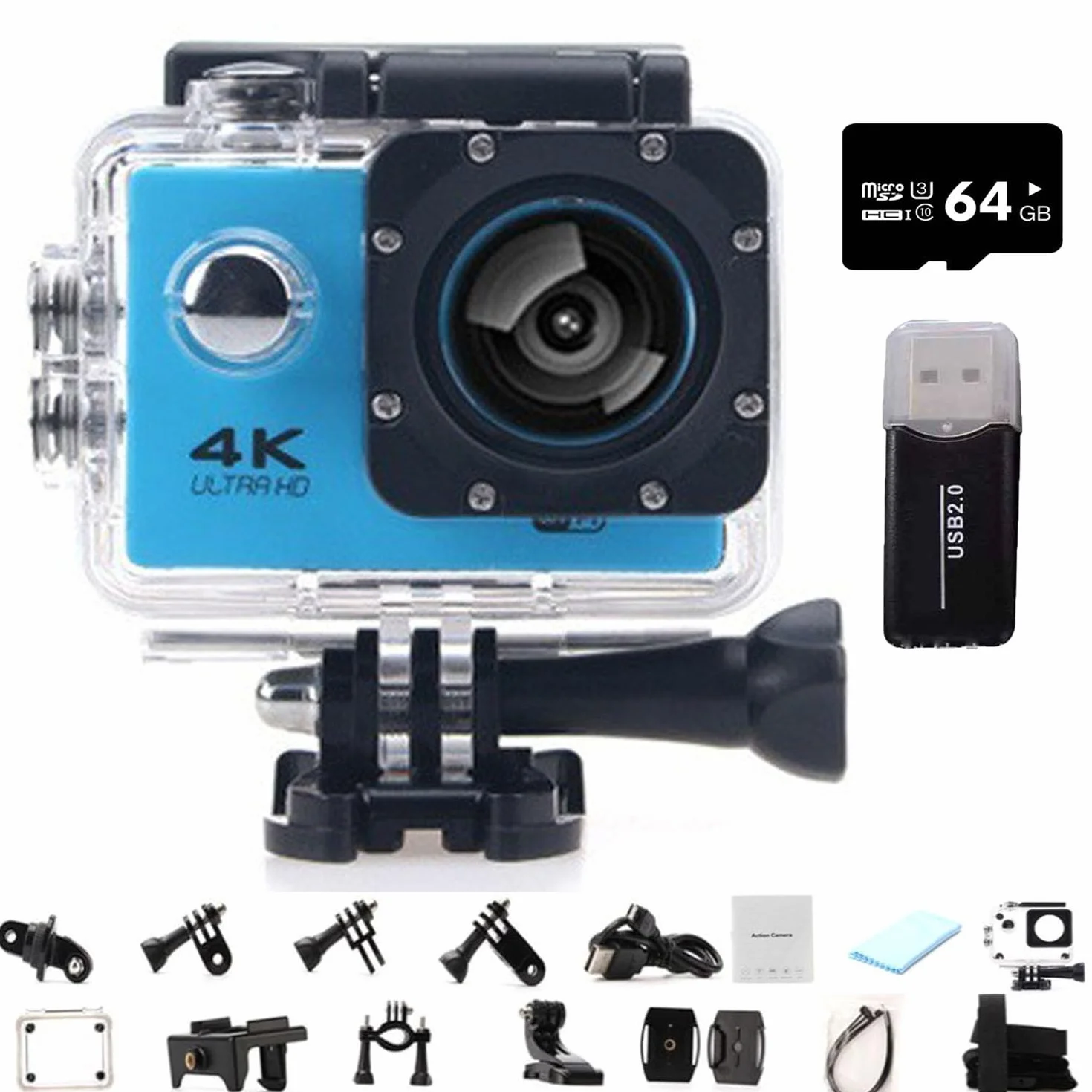Roamix Vision kamera sportowa 4K, ultraszerokokątna kamera WiFi 140°, outdoorowe, wodoodporne kamery sportowe dla entuzjastów fotografii i nurkowania, nagrywanie każdej chwili życia (czarna, 64G)