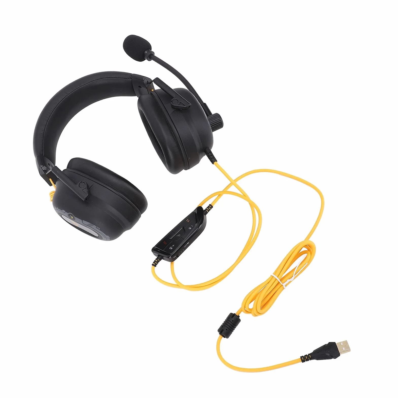 Fyearfly USB PC zestaw słuchawkowy gamingowy HiFi 7.1 Surround, przewodowy zestaw słuchawkowy do gier, ultraprzejrzysty z mikrofonem z redukcją szumów, 10 mm, do komputera, laptopa (czarny)