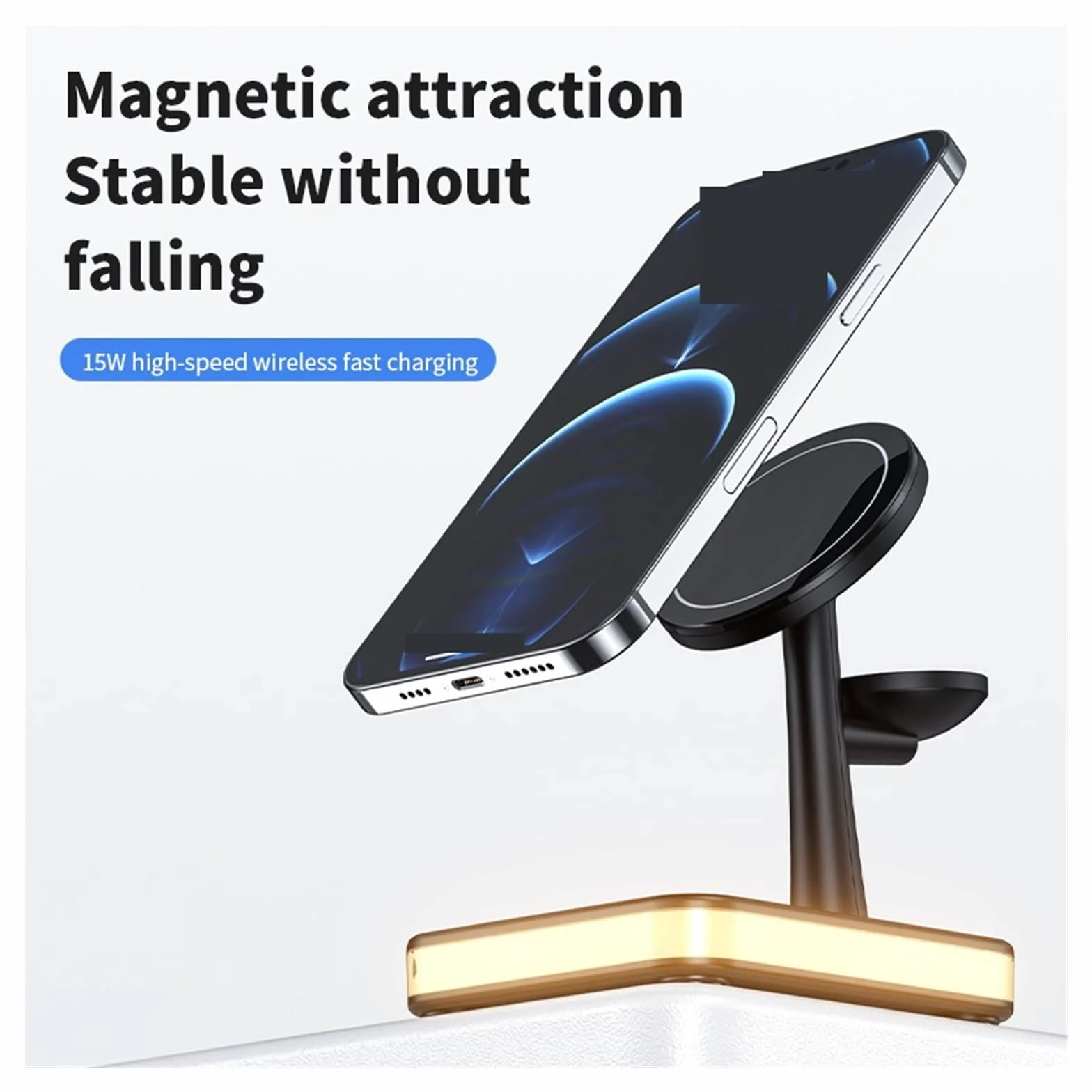 Ładowarka bezprzewodowa, Bezprzewodowa ładowarka magnetyczna 30 W 3 w 1 do telefonu Macsafe Oglądaj Słuchawki Stacja dokująca do szybkiego ładowania(3 In 1 with Plug-01)