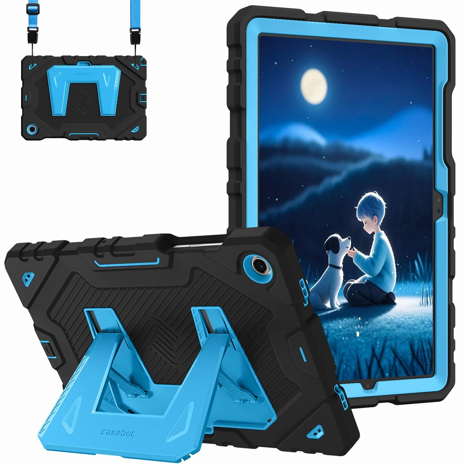 FINTIE Etui do Samsung Galaxy Tab A11 Plus (A11+) 11 cali 2025 i Galaxy Tab A9 Plus (A9+) 11" 2023, odporne na wstrząsy z podpórką, czarne/niebieskie