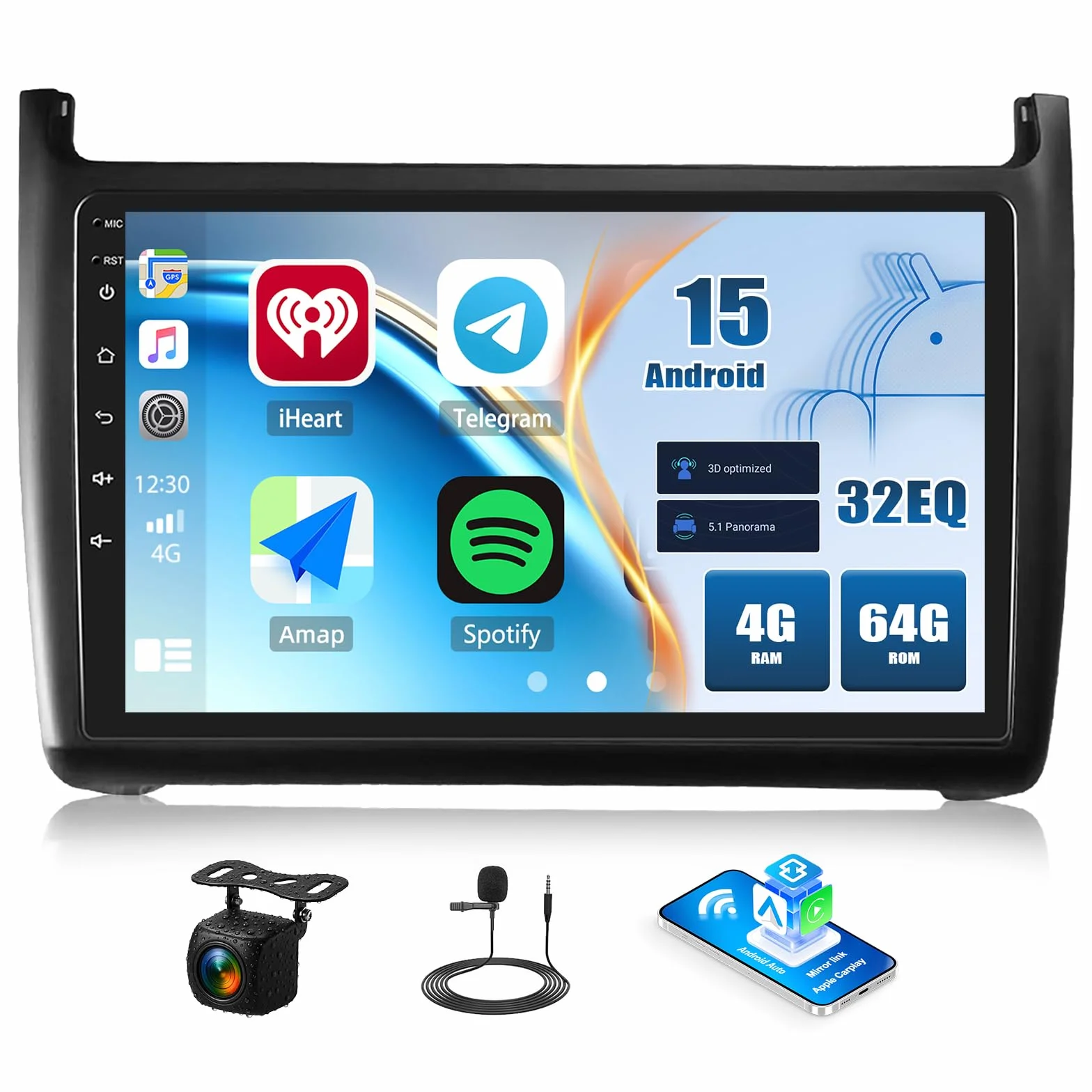 CAMECHO 4+64G 9 cali Android 15 radio samochodowe