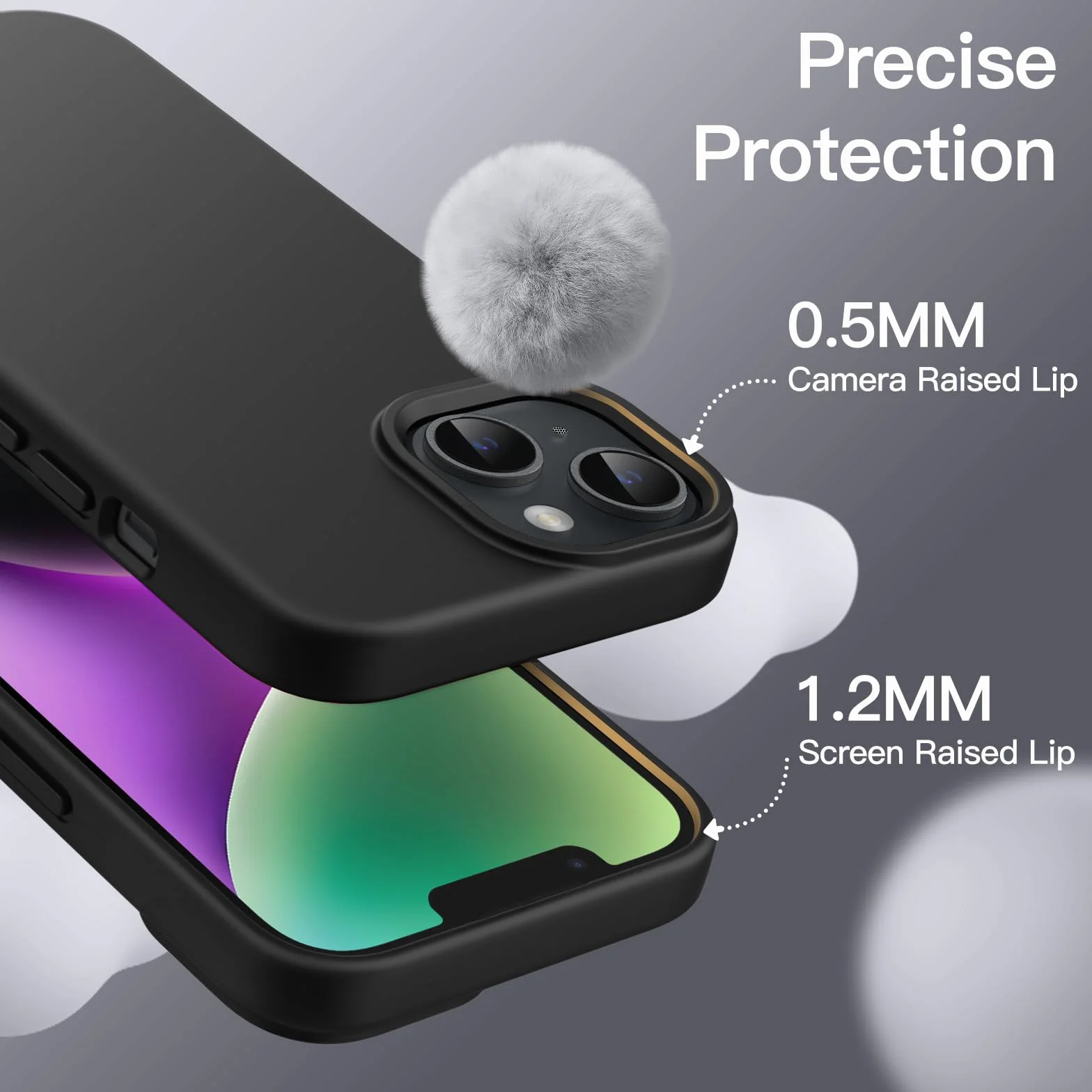 JETech Etui iPhone 14 6,1 Cala Silikonowe Odporny na Wstrząsy Czarny