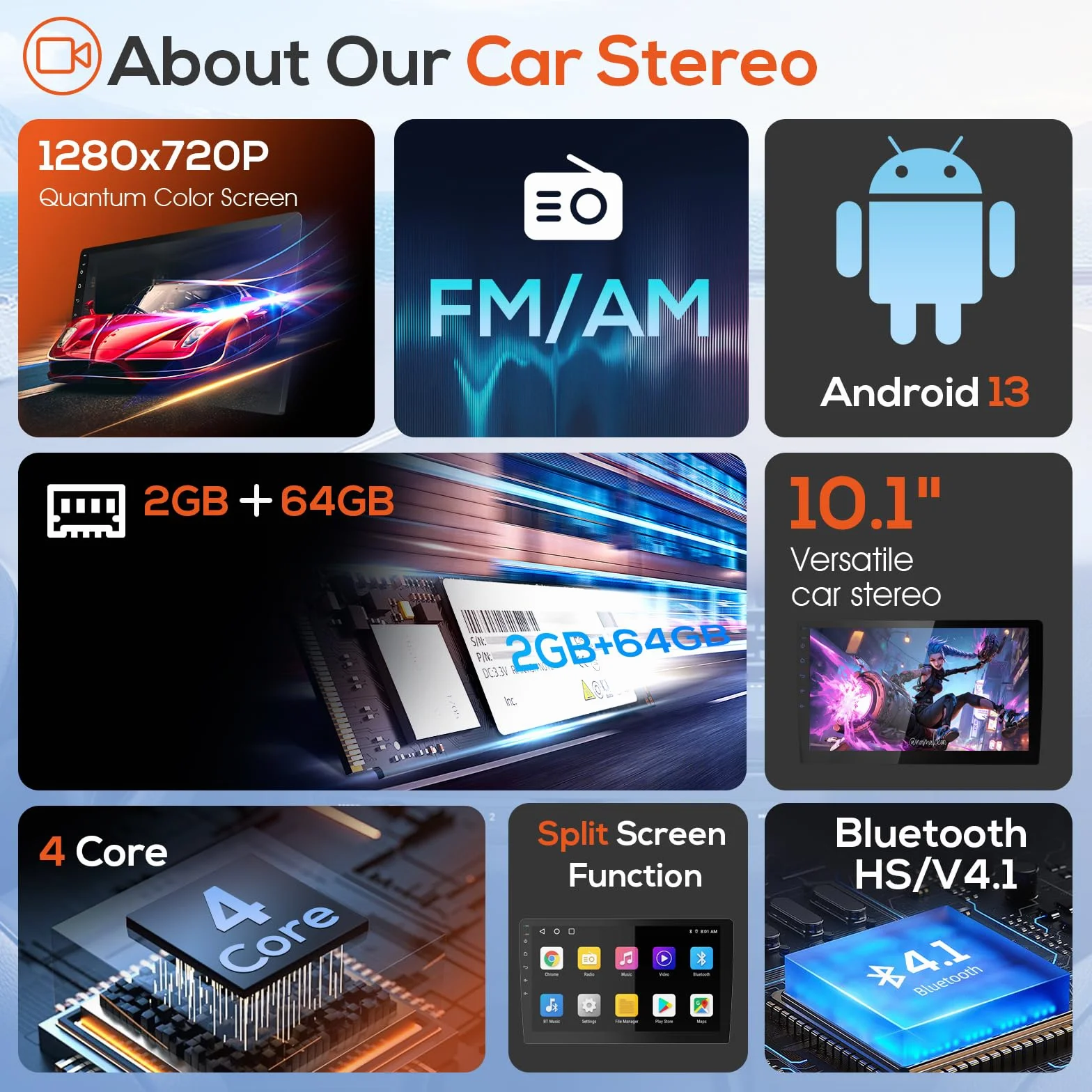 Haudio 10,1-calowy odtwarzacz samochodowy z bezprzewodowym CarPlay i Android Auto, 2 DIN radio samochodowe Bluetooth z kamerą cofania, połączenie lustrzane, asystent głosowy, AM/RDS/FM, pasuje do