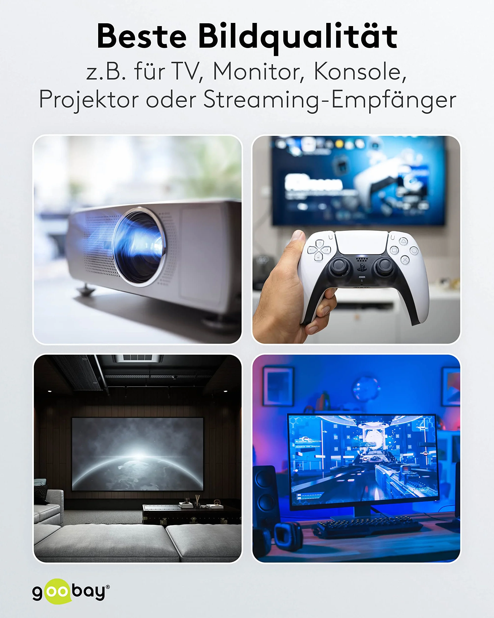 goobay 65564 Hybrydowy kabel optyczny Ultra High-Speed HDMI/Szybki kabel o pojemności 8K @60 Hz i 4K @ 120 Hz / 48 Gb/s, ARC (Audio Return Channel), HDCP / 80 metrów