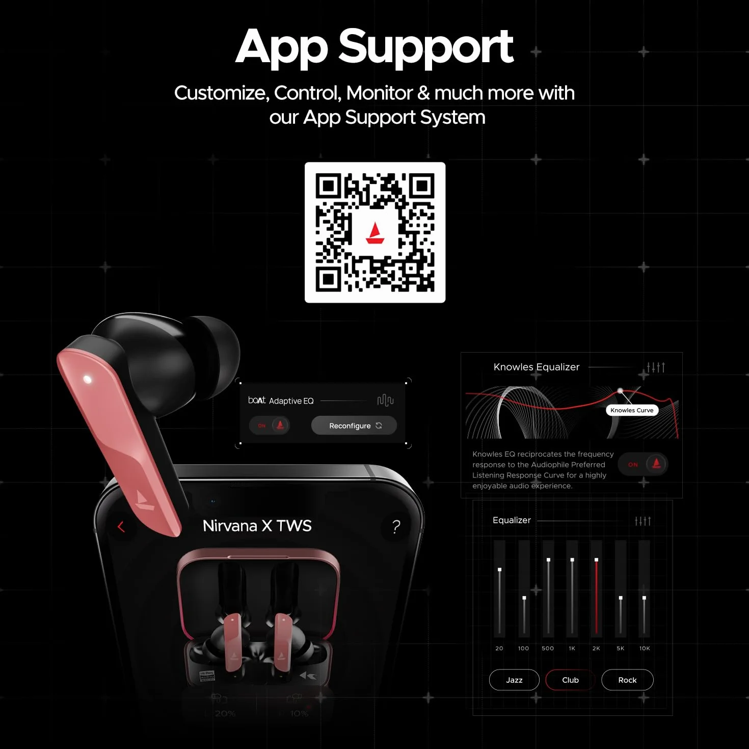 boAt New Launch Nirvana X TWS, podwójne sterowniki Knowles, Hi-Res Audio LDAC, obsługa aplikacji, ENx, podwójna para, dźwięk przestrzenny, szybkie ładowanie, słuchawki douszne Bluetooth, bezprzewodowe