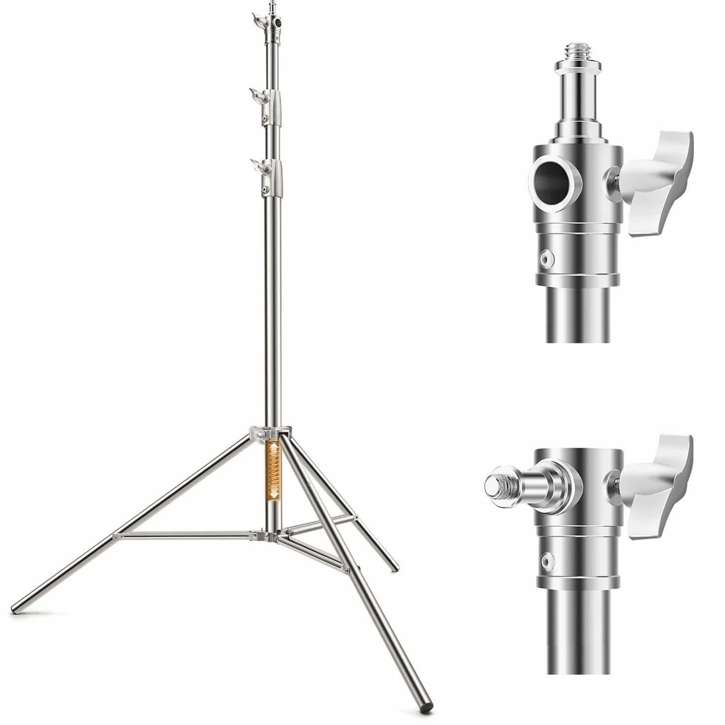 K&F Concept 2,8 m stojak oświetleniowy ze stali nierdzewnej, amortyzowany sprężynowy, wytrzymały statyw fotograficzny z uniwersalnym adapterem śrubowym 1/10.2 cm do 3/20.3 cm do stroboskopu, światła
