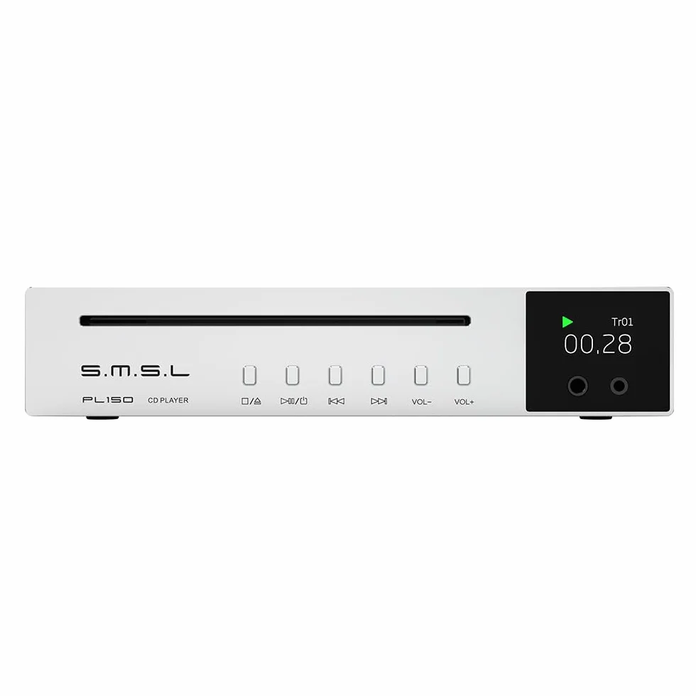 SMSL PL150 CD, wydajny procesor CS43198, wyjścia RCA/3,5 mm i 4,4 mm, do słuchawek / optycznych/koncentrycznych, do pojazdu/laptopa/telewizora/komputera (srebrny)