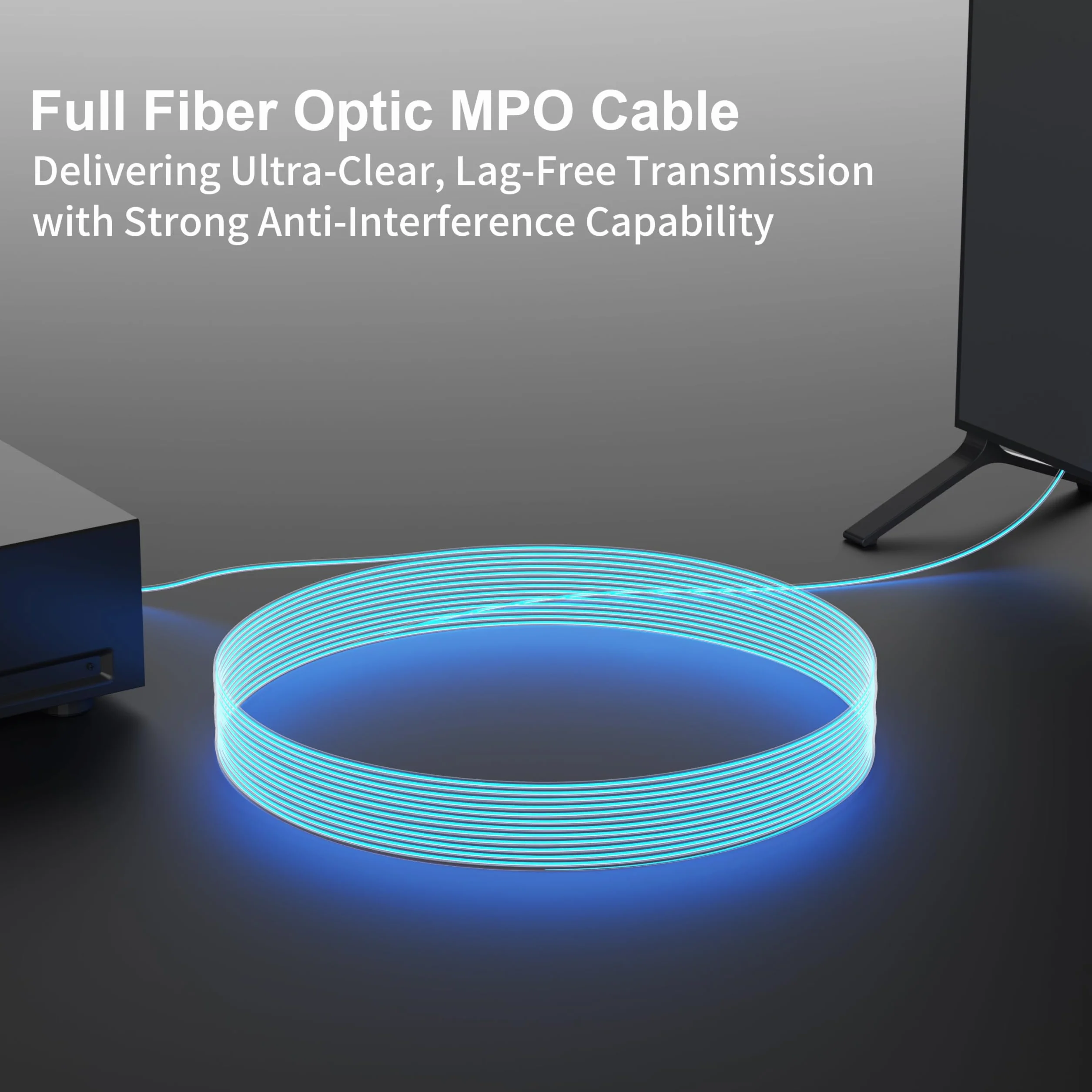 RUIPRO Kabel światłowodowy MPO Żeński do Żeńskiego Ekranowany 2 m, Multimode OM3, 7 Fiber Type-A, Zaprojektowany dla Odłączanych Moduły Interfejsu HDMI/DP/Ethernet