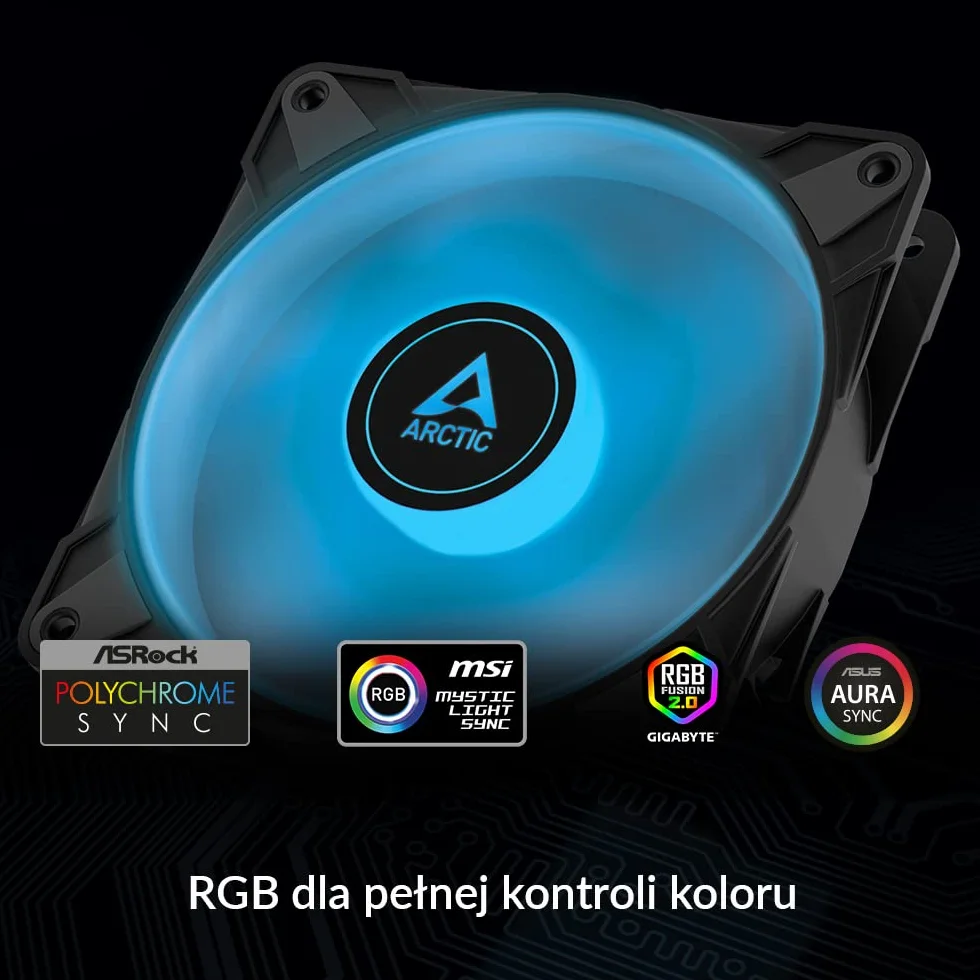 ARCTIC P12 PWM PST RGB (3 Szt., w komplecie z kontrolerem) - 120 mm wentylator PWM zoptymalizowany pod kątem ciśnienia statycznego
