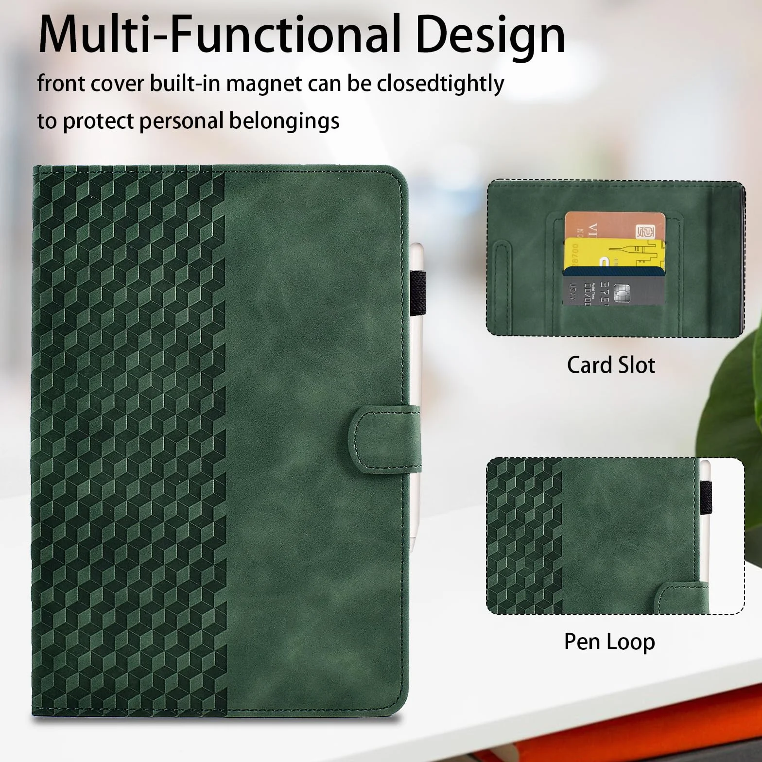Etui na tablet Lenovo Tab P12 Pro 12,7 cala 2024 etui ochronne premium skórzane Folio Smart Case z funkcją automatycznego wygaszenia/budzenia się z miejscem na rysik i gniazdem na karty do Lenovo Tab