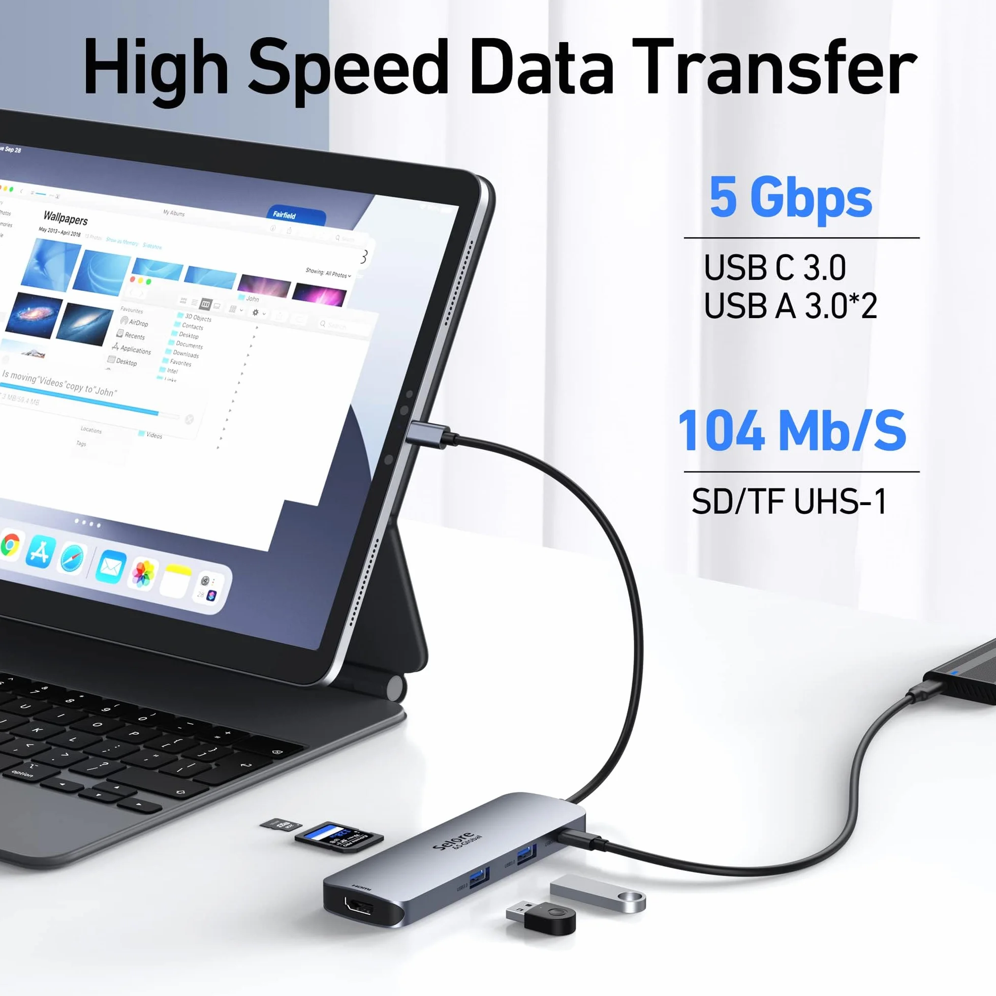 USB C Docking Station Dual HDMI Monitor, USB C to Dual HDMI Adapter with 2HDMI Ports, PD Charging, SD/TF, USB A&C 3.0 Ports, Laptop Docking Station for Dell XPS/HP/Lenovo/Surface/Yoga etc