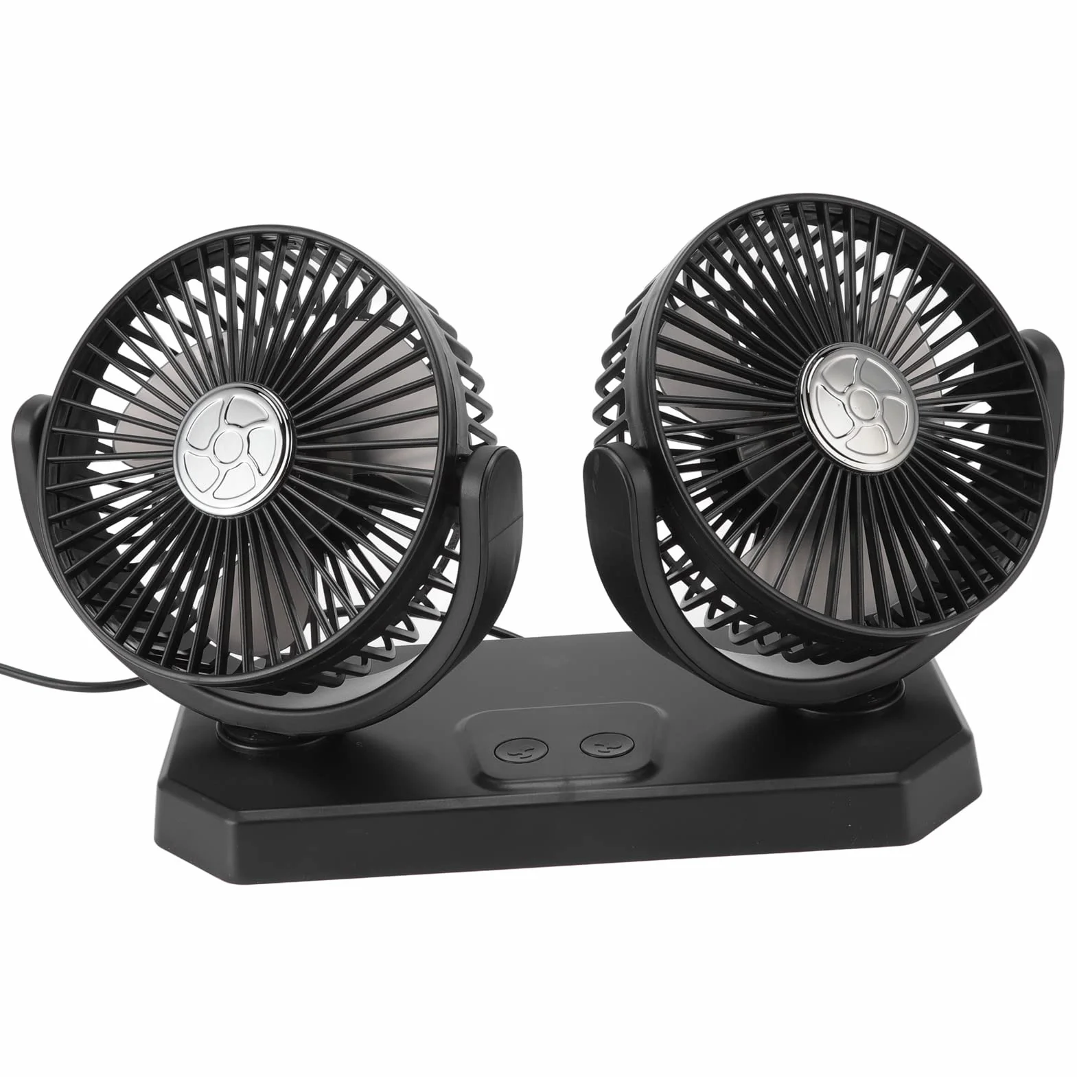 Wentylator Samochodowy 12V, Wentylator Samochodowy USB z Podwójną Głowicą, Przenośny Wentylator z Podwójną Głowicą do Samochodu, Ciężarówki, Furgonetki, SUV-a, Kampera, łodzi, Domu