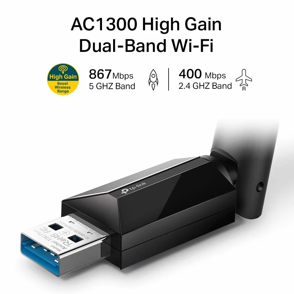 TP-Link Siatka WiFi Repeater (RE550), AC1900 wzmacniacz WiFi & Tp-Link Archer T3U Plus Adapter Usb Wlan, Czarny, 1300Mbps