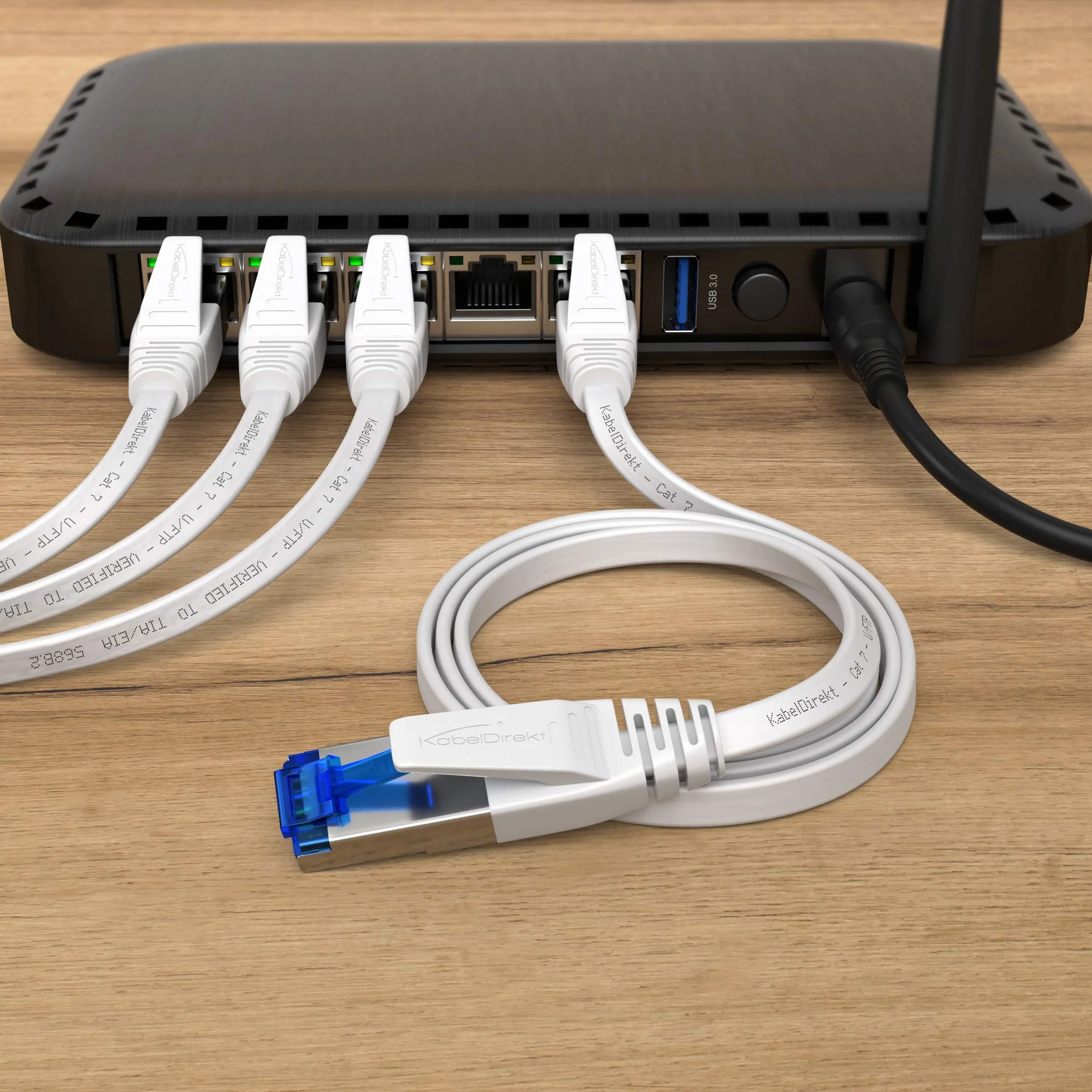 KabelDirekt – Płaski kabel Ethernet CAT7 10Gbit/s – 25m | 10Gbit/s maksymalna prędkość światłowodu, bardzo elastyczny i odpowiedni do stałej instalacji, LAN, RJ45, biały