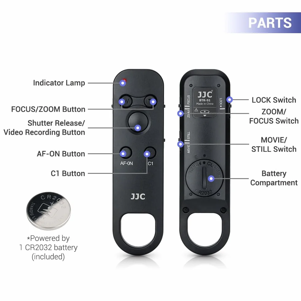 JJC Bezprzewodowy pilot zdalnego sterowania Bluetooth do Sony a7R, a7, a7ZV-1, a7ZV-1F, a7ZV-E10, aFX3, aA7C II, aA7C, aA6100, aA6400, aA600, aA7S III, aA1, aA9 II, aA9 III, RX100 VII