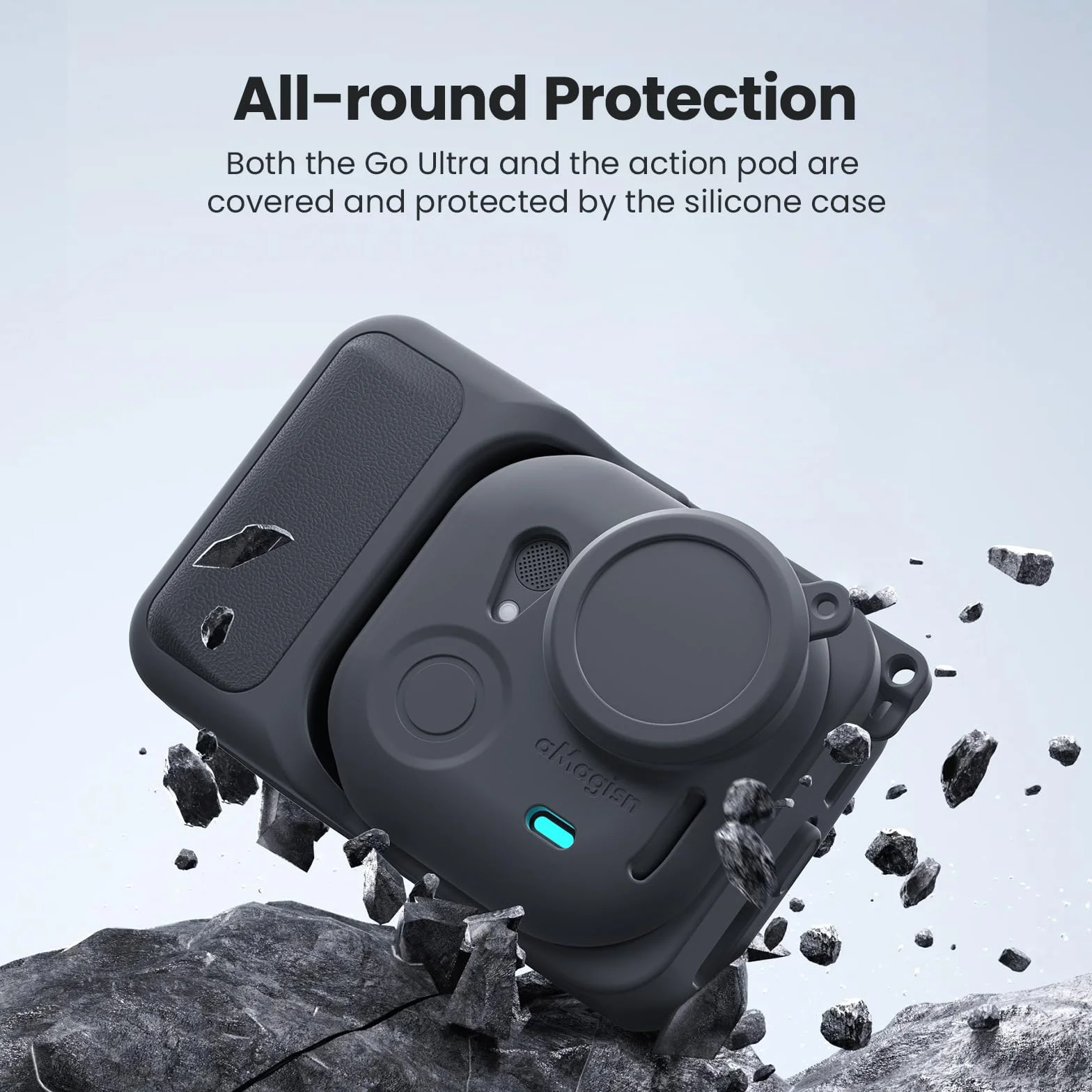 Gdraco Silikonowe etui ochronne do Insta360 GO Ultra obudowa aparatu z paskiem do zawieszenia i paskiem zabezpieczającym przed zgubieniem do Insta360 GO Ultra Action, akcesoria do kamery sportowej