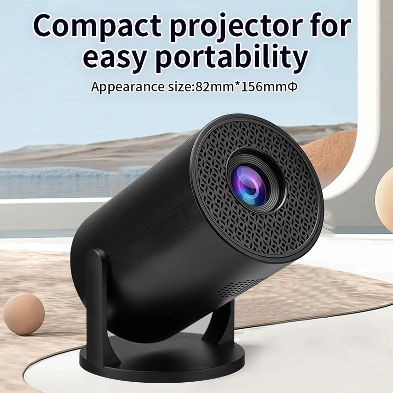 ASHATA Mini Projektor z Wi -Fi i Bluetooth, 270 ° Regulowany Stojak na Zewnątrz Projektor Kina Domowego USB TV Stify Filmy Projektor Filmowy na Smartfona z Laptopa Android