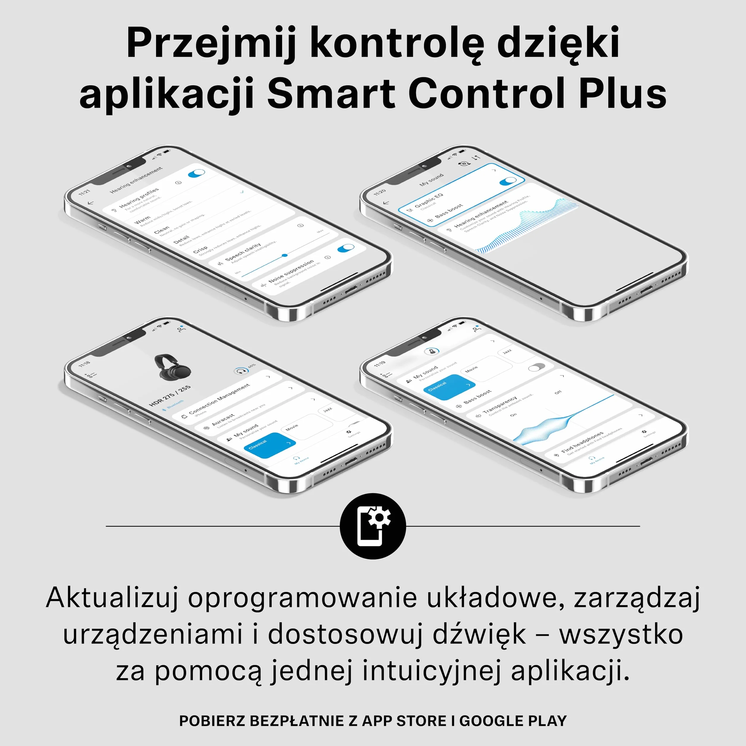 Sennheiser RS 255 Słuchawki Telewizyjne, Zestaw Słuchawek Bluetooth z Nadajnikiem, Bezprzewodowe o Niskich Opóźnieniach z Wirtualnym Dźwiękiem Przestrzennym, do 50 h Pracy na Baterii