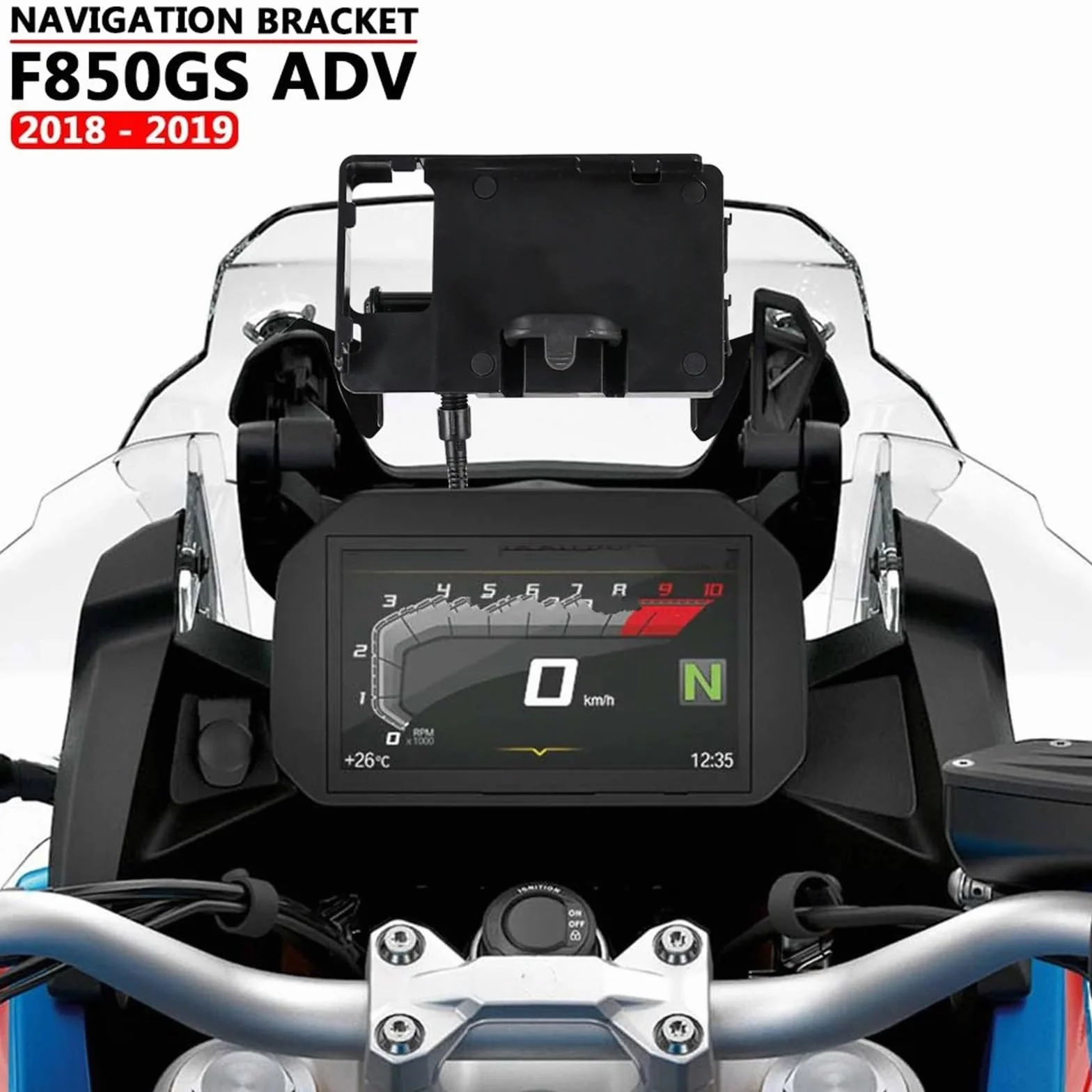 Pasuje do BMW F850GS ADV 2018 2019 Akcesoria motocyklowe GPS TELEFON Nawigacja GPS Uchwyt płyty adaptacyjnej Uchwyt do nawigacji GPS uchwyt Uchwyt do nawigacji(12MM 22MM Bracket)