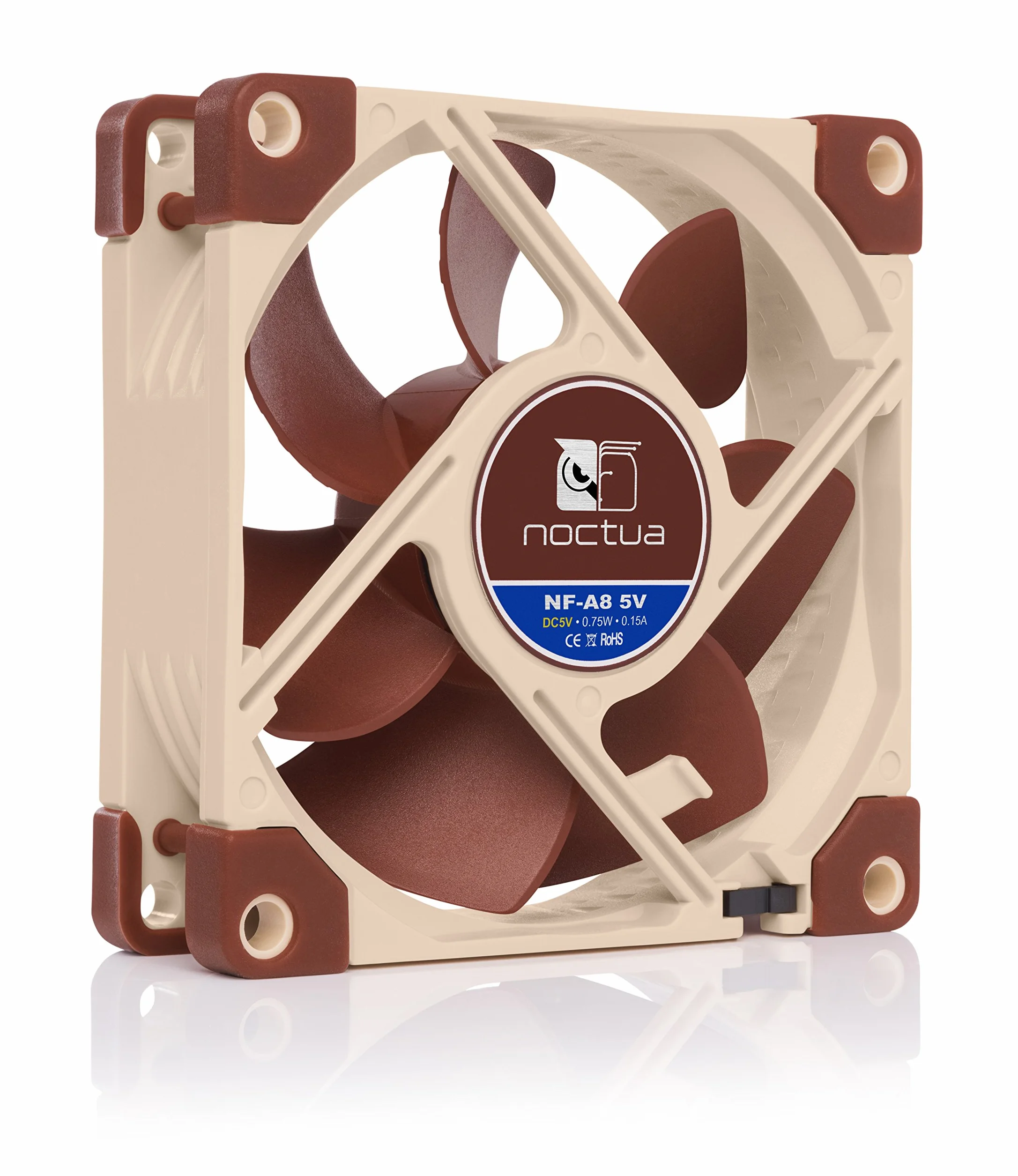Noctua NF-A8 5V, 3-Pinowy, Zasilany Napięciem 5 V Cichy Wentylator Klasy Premium z Adapterem do Zasilania Przez USB (80 mm, Brązowy)