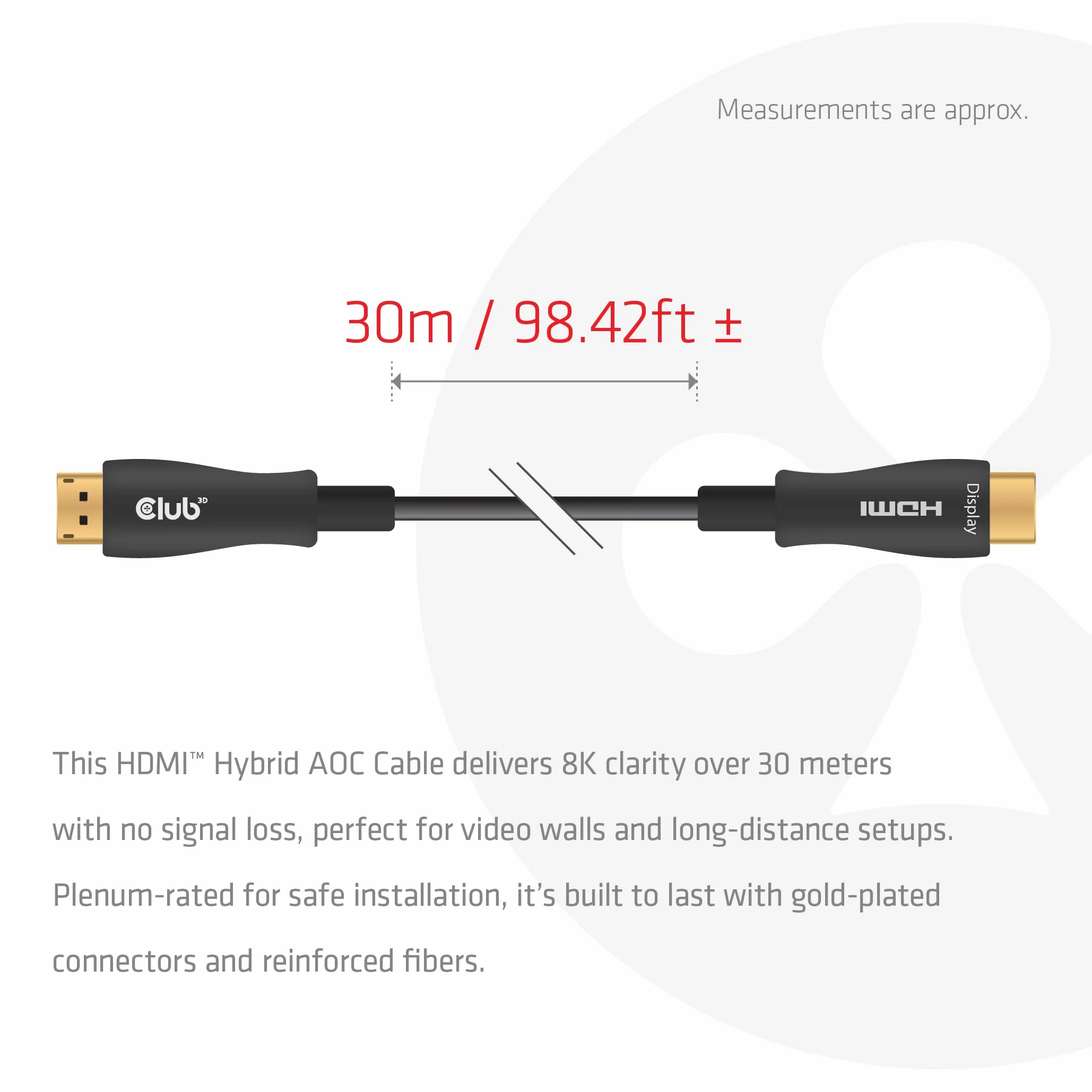 Club3D CAC-1392 HDMI™ Hybrid AOC kabel 8K60Hz/4K120Hz 30m