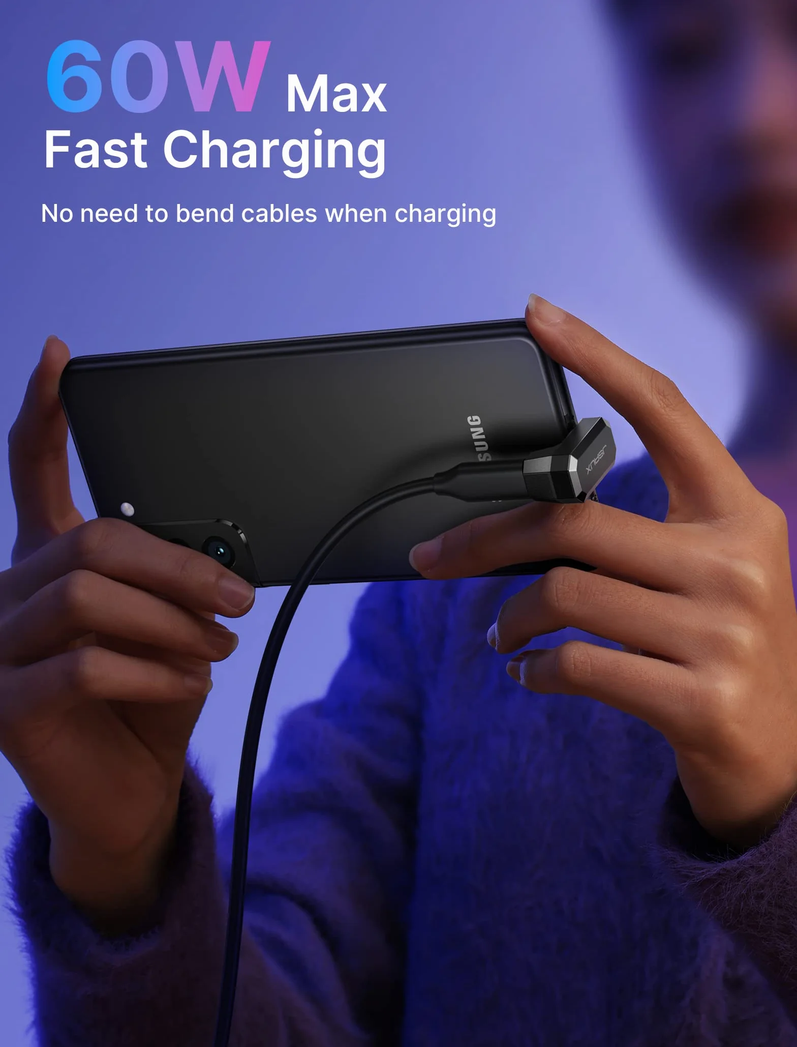 JSAUX Adapter USB C 180 stopni 2 sztuki, wtyczka typu C na gniazdo USB C 4.0, PD 100 W