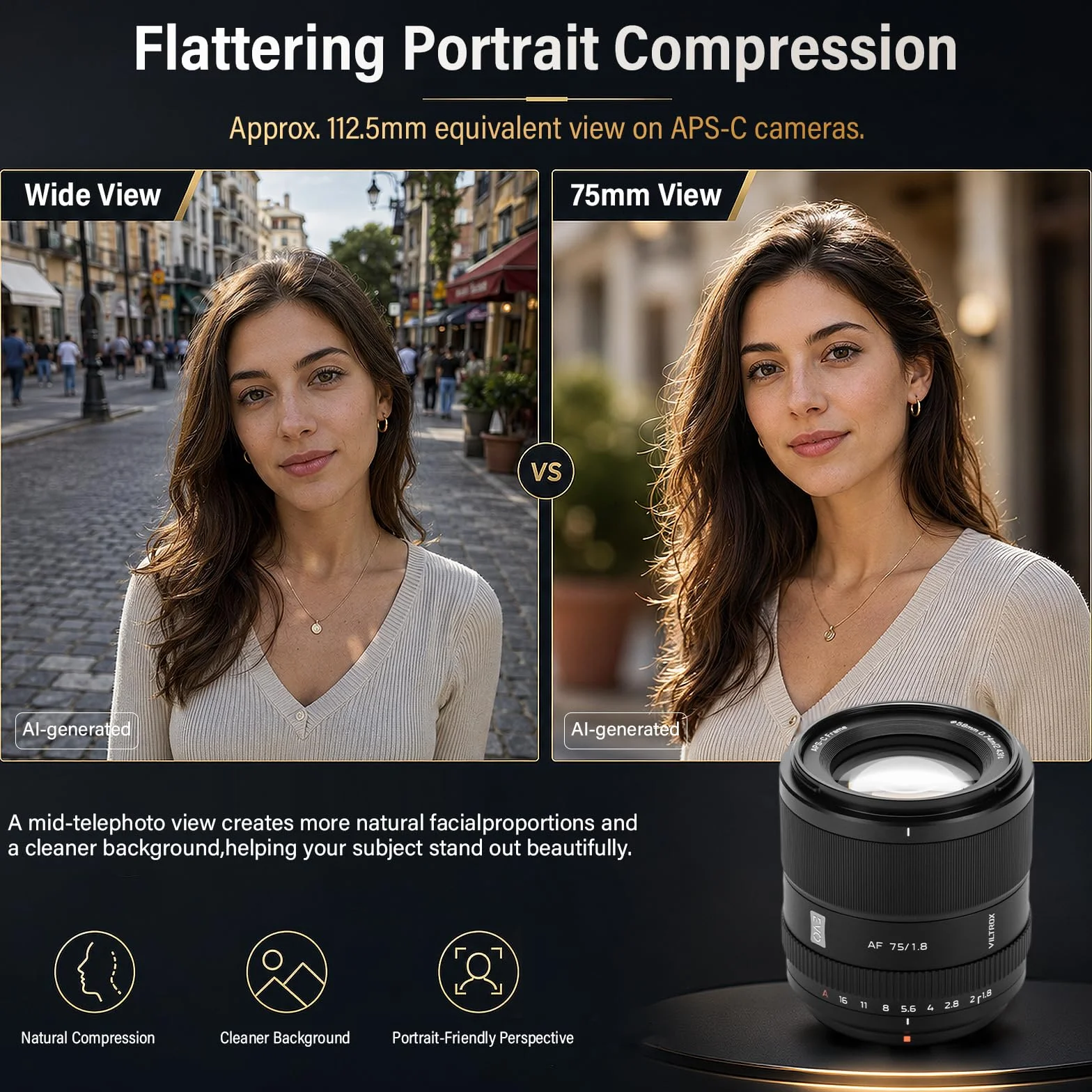 VILTROX 75mm F1.8 Evo Z Góra Obiektyw do aparatu Nikon Z-Mount Obiektyw APS-C z dużym otworem z autofokusem do modeli Nikon ZR ZF Z9 Z8 Z7II Z6III Z5II ZFC Z50II Z30