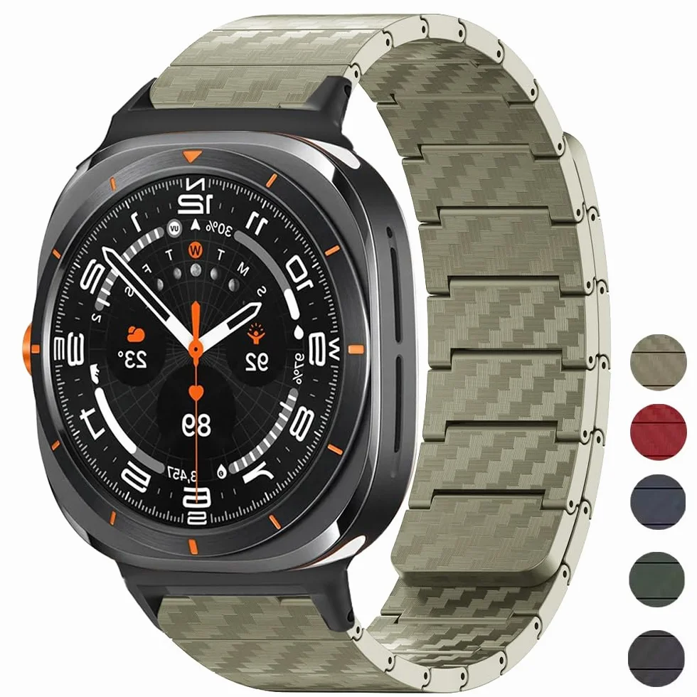 Magnetyczny pasek z włókna węglowego do Samsung Galaxy Watch 7 Ultra 47 mm bransoletka lekki pasek do zegarka Galaxy Watch Ultra 47 mm paski do zegarków