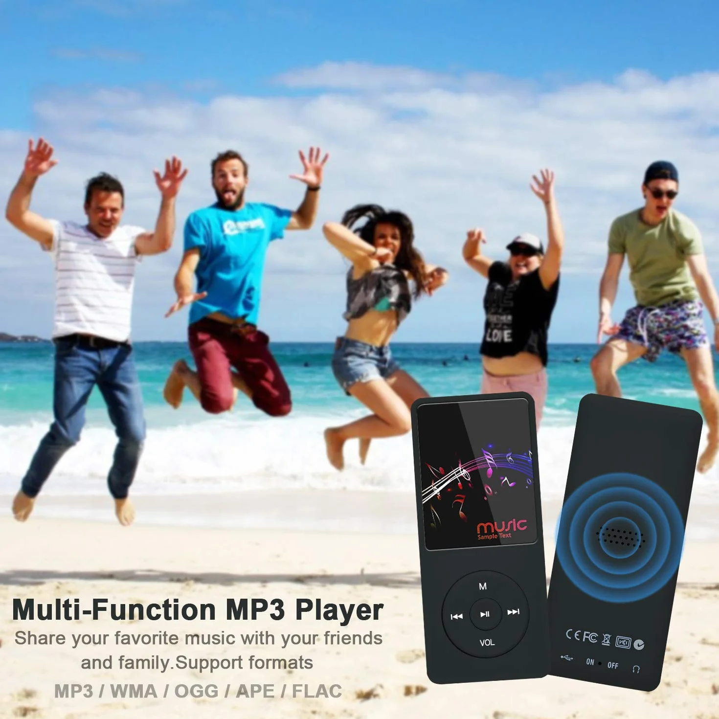 Przenośny odtwarzacz MP3 Hi-Fi 8GB obsługa SD do 64GB 70h odtwarzania bezstratny dźwięk czarny