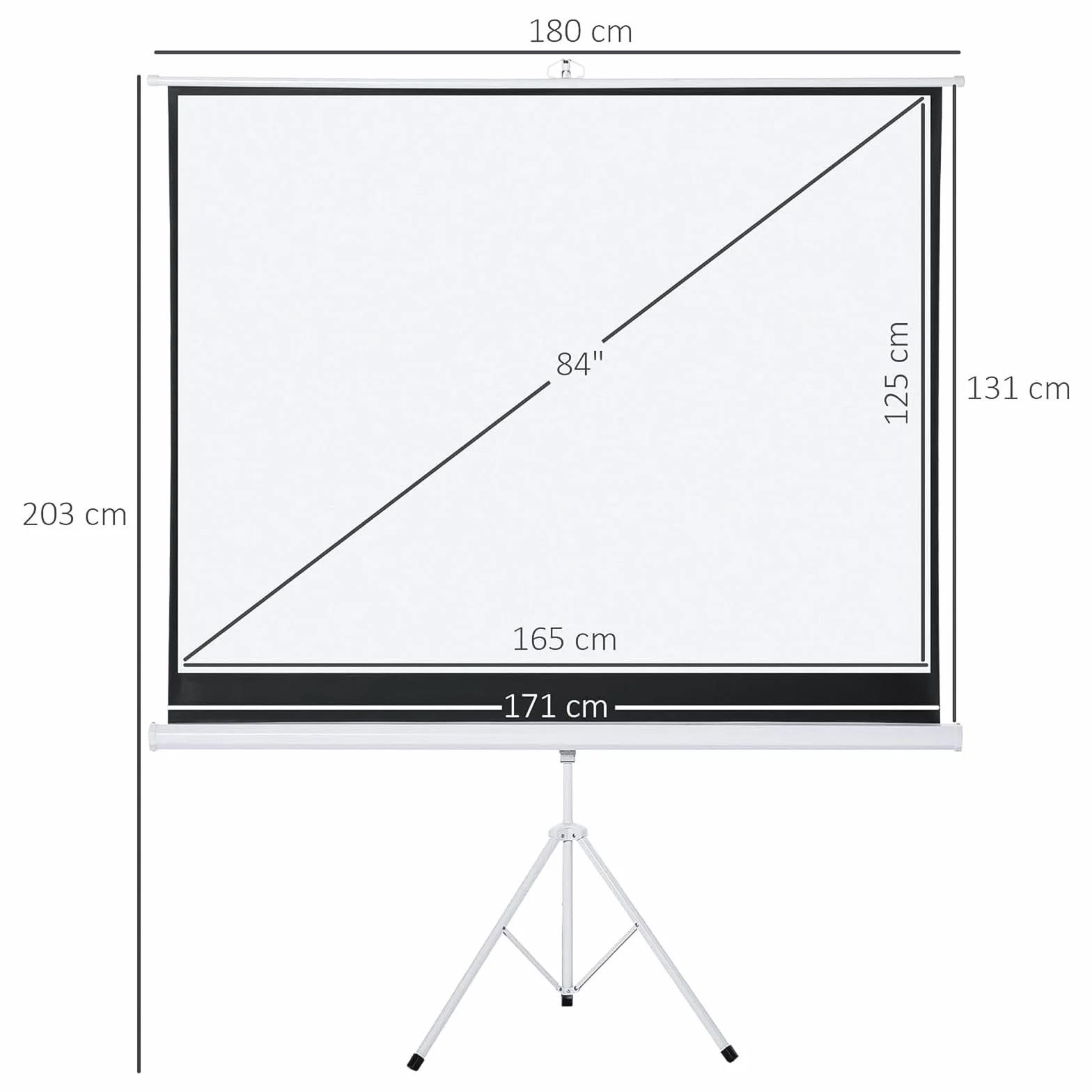 Fabulcozy Ekran projekcyjny ze statywem z regulacją wysokości, 84-calowy projektor wideo 171 L x 131H cm do kina domowego i biznesowego Format 4:3