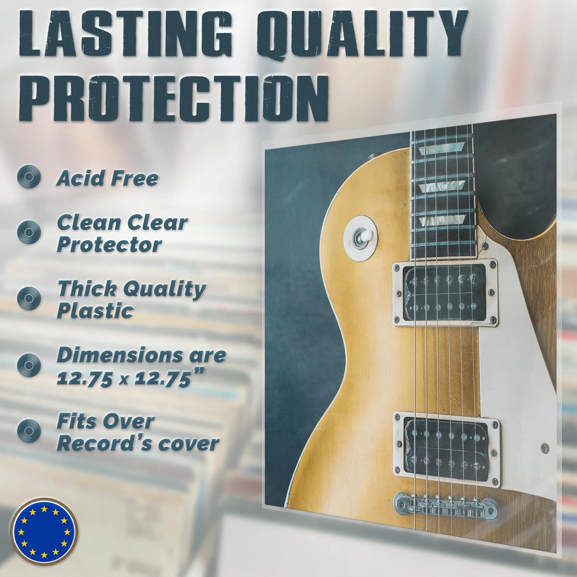 Claev Outer Record Sleeves 50 Pack Clear Plastic 12" LP Vinyl Album Covers 32.5 x 32.5 cm 3 mil Thick