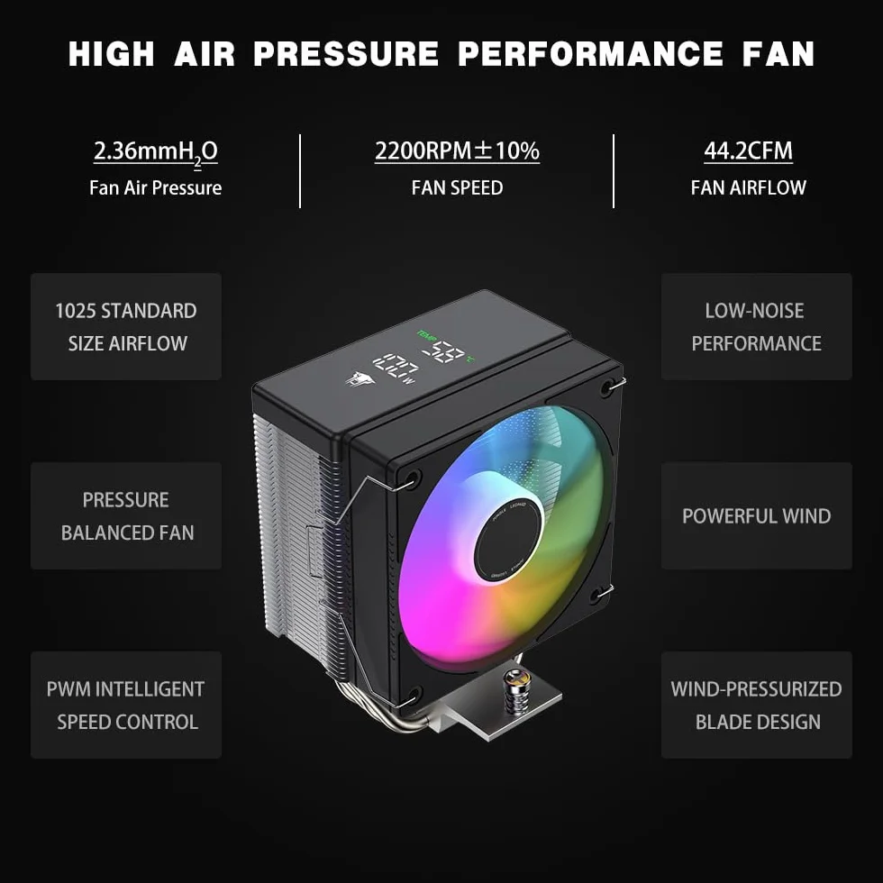 TZMRIT AF400S DGT ARGB CPU Cooler with Temperature Display, for Intel LGA 1700/1200/115X/1851, for AMD AM4/AM5 (DIGITAL)