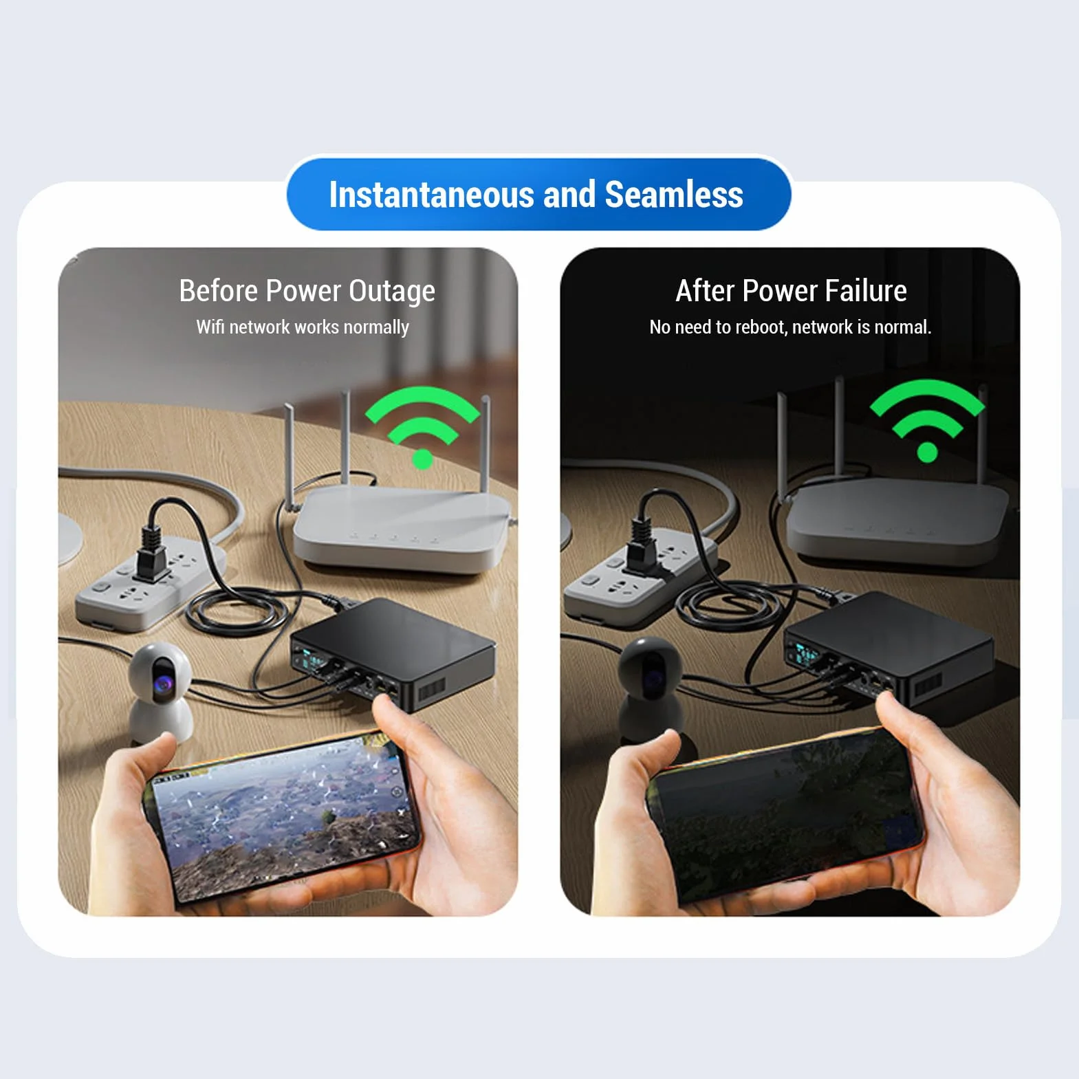 Fockety 18000mAh Mini Zasilanie z Zasilaniem UPS, 5 Gniazdek Zapasowy Zasilanie z Zasilaniem z Multi Napięć DC 5V 9V 12V, Zasilacz Awaryjny do Routera WiFi, Kamera Bezpieczeństwa (wtyczka UE)