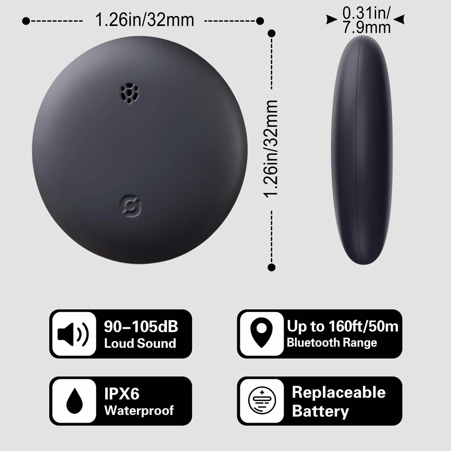 Reyke Smart Tag Pro, tracker walizki, kompatybilny z Apple Wo jest? Aplikacja (tylko iOS) lokalizator kluczy do kluczy, bagażu, walizki, portfela, wodoszczelność IP67, 4 sztuki