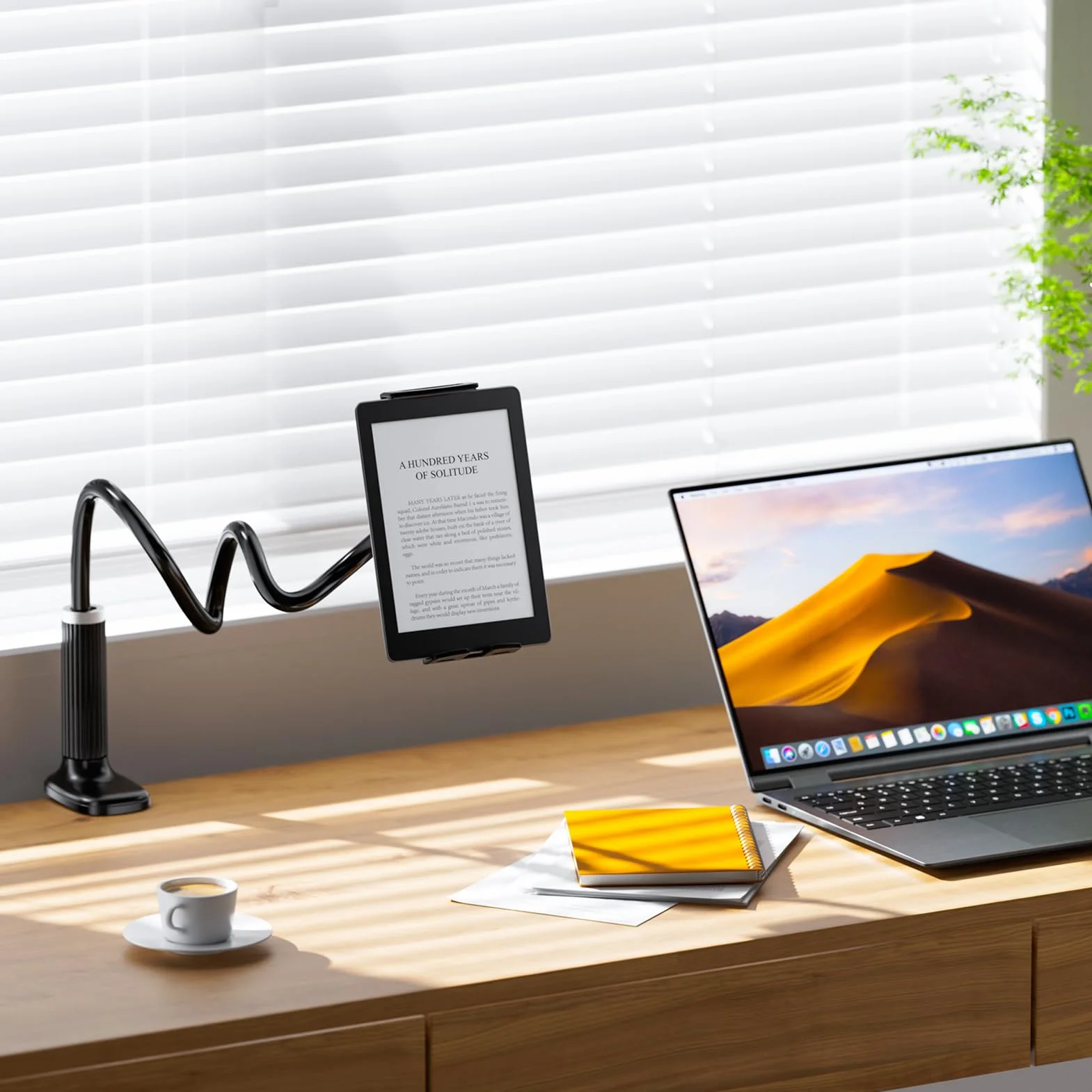 FlyCoco Uchwyt na tablet z gęsią szyją, ulepszony, z elastycznym długim ramieniem do łóżka, kompatybilny z iPadem Pro Air/iPhone/Kindle Fire/Switch lub innym urządzeniem 4-13 cali, czarny