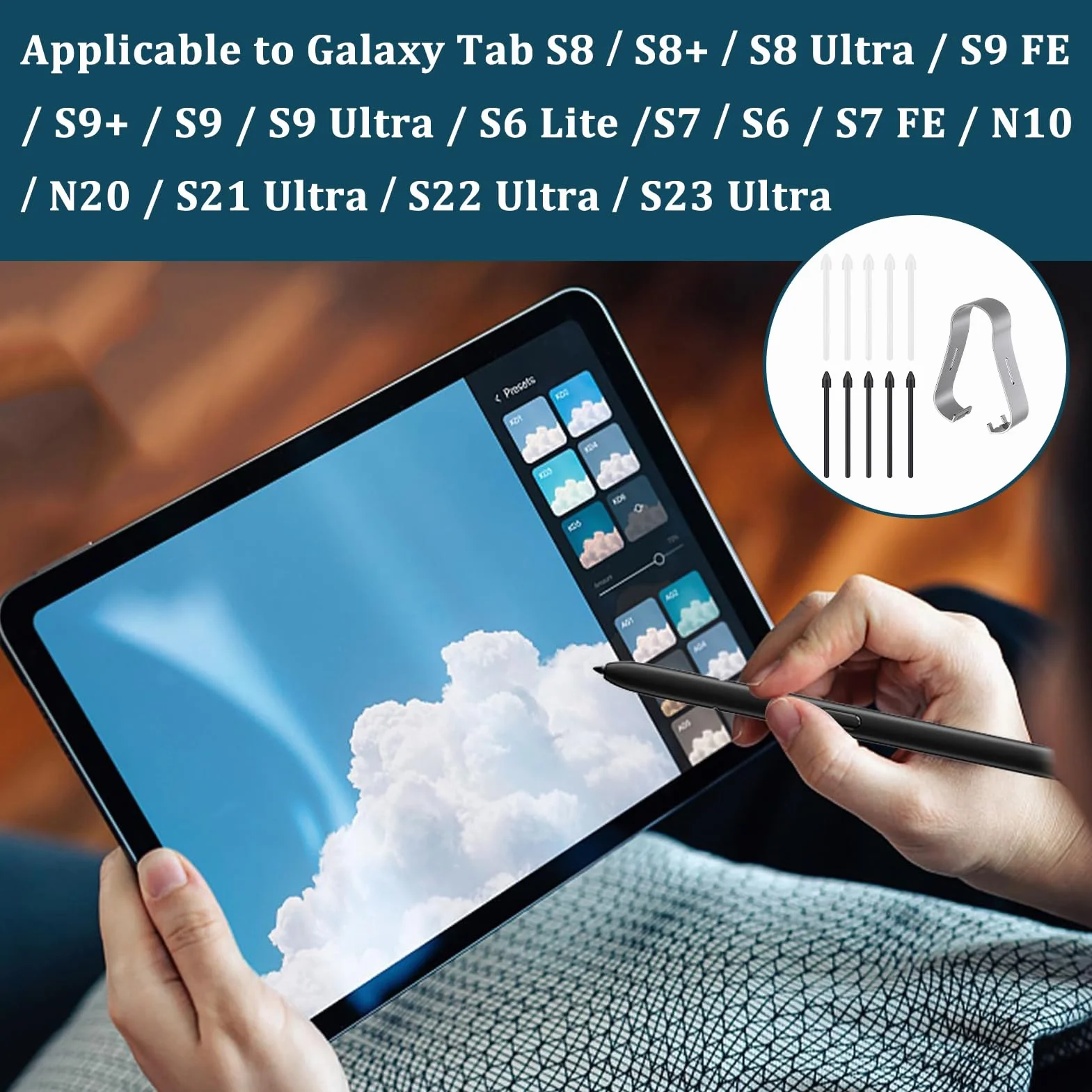 11 sztuk zamiennych końcówek S Pen do Samsung Galaxy Tab, kompatybilne z Tab S9/S9+/S9 FE/S9 Ultra/S8/S8+/S8 Ultra/S7/S7 FE/S6/S6 Lite/N10/N20/S21 Ultra/S22 Ultra/S23 Ultra, kolor czarny