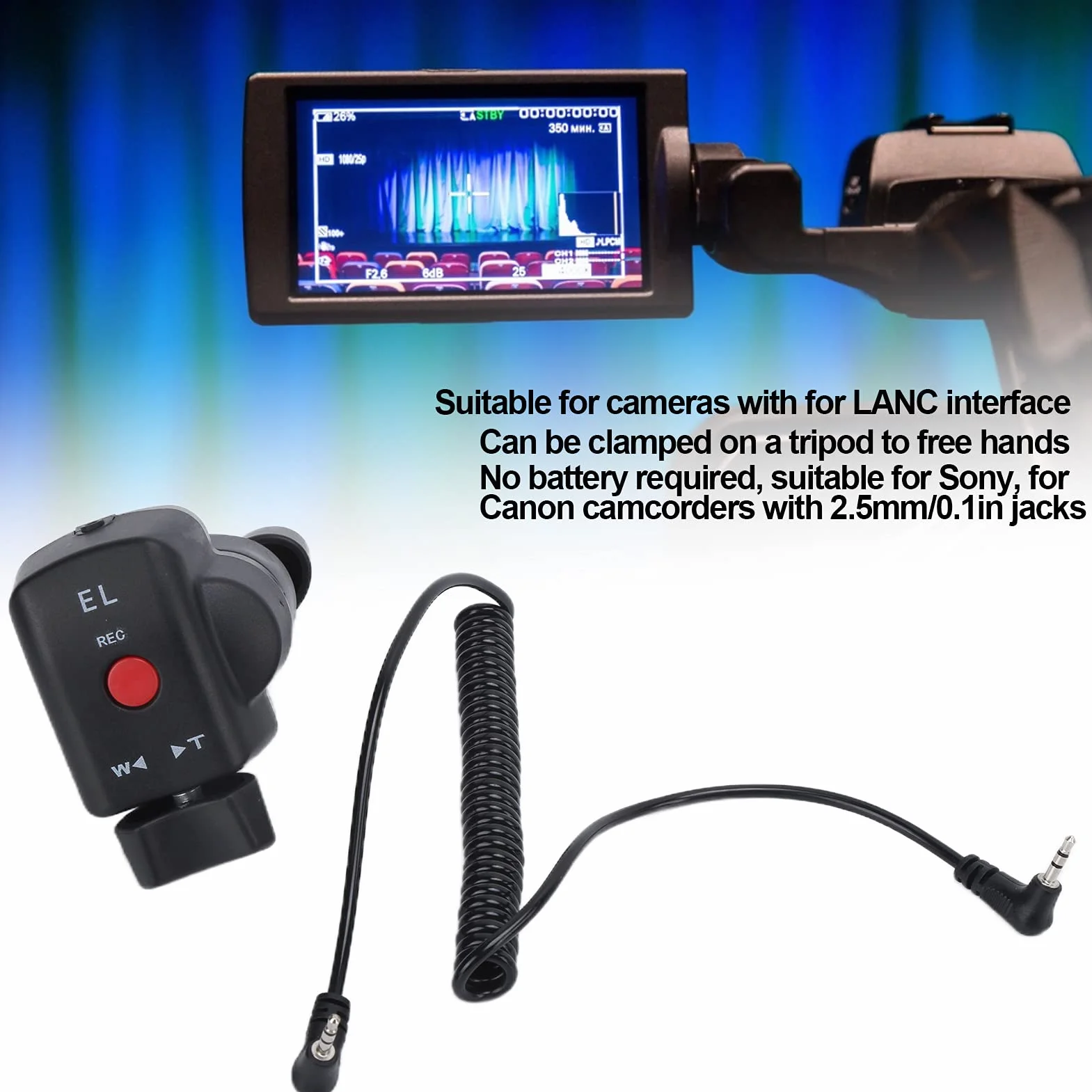 Akozon Kamera Zoom Pilot Zdalnego Sterowania Kontroler Obiektywu z Kablem Jack 2,5 mm D Zwolnienie Migawki do Nagrywania Wideo Kompatybilne z
