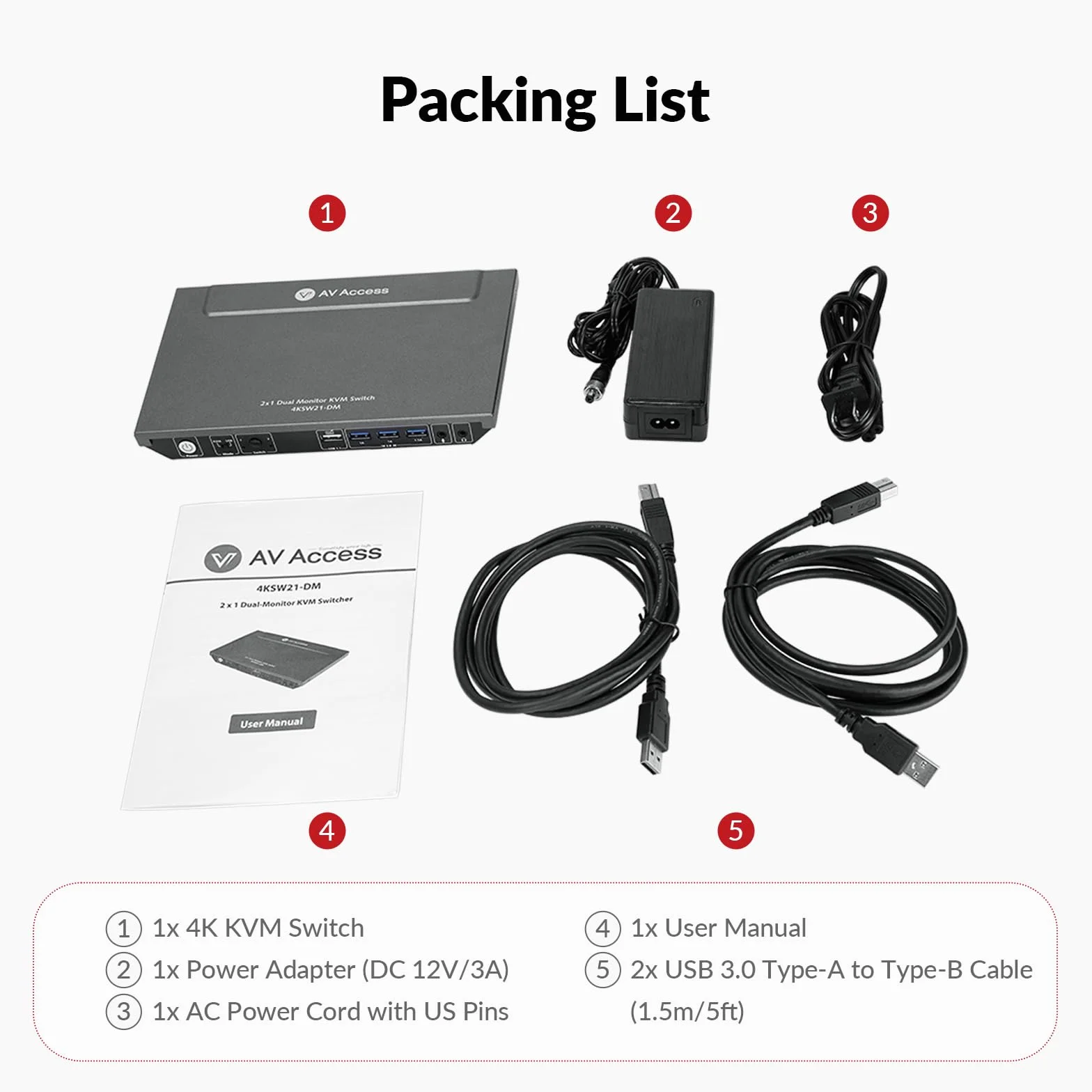 Przełącznik KVM AV Access Dual Monitor 2 porty 4K przy 60Hz, 2K przy 144Hz, HDMI USB 3.0, rozszerzony wyświetlacz, 2 monitory, 2 komputery, ultra szeroki ekran, klawiatura PC, przełącznik skrótu, 2